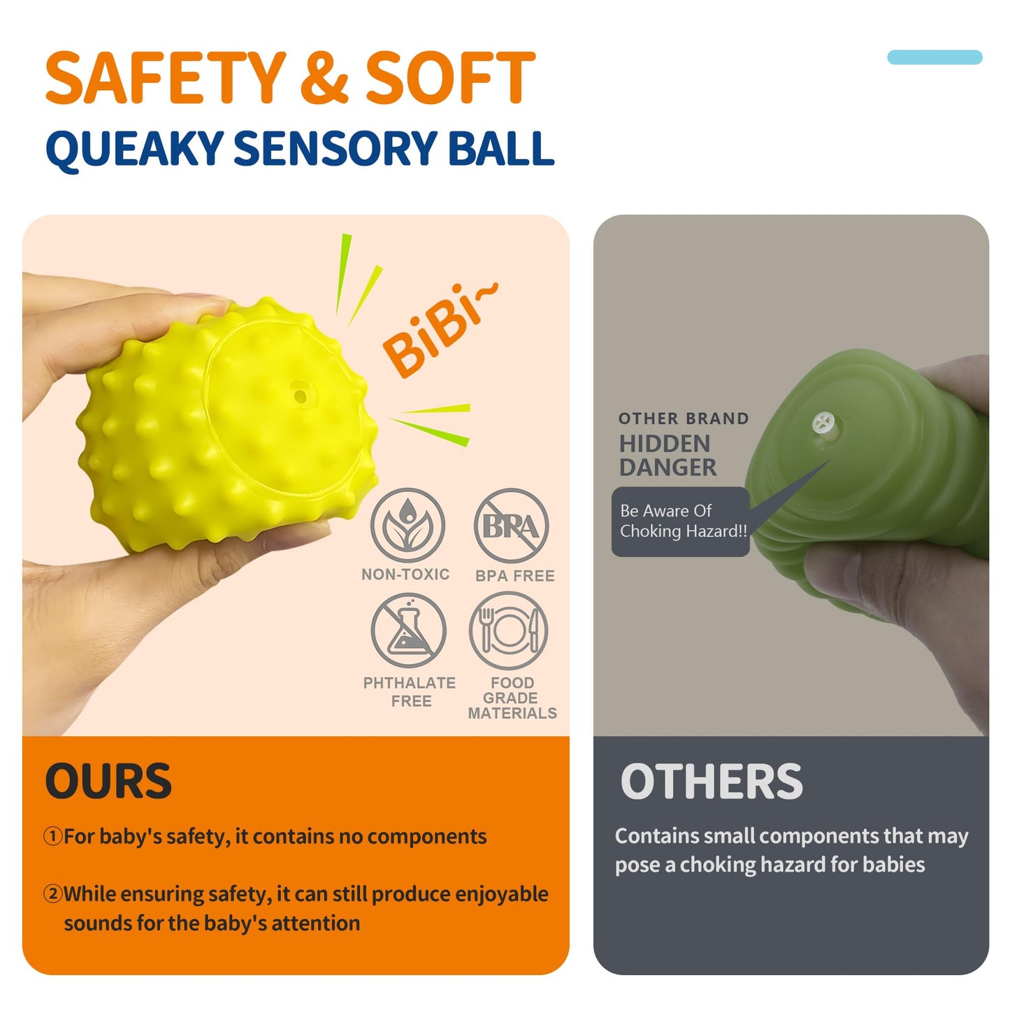 ROHSCE Sensory Balls for Toddlers 1-3 | Squeeze & Rattle Baby Toys, Teething Montessori Soft Balls
