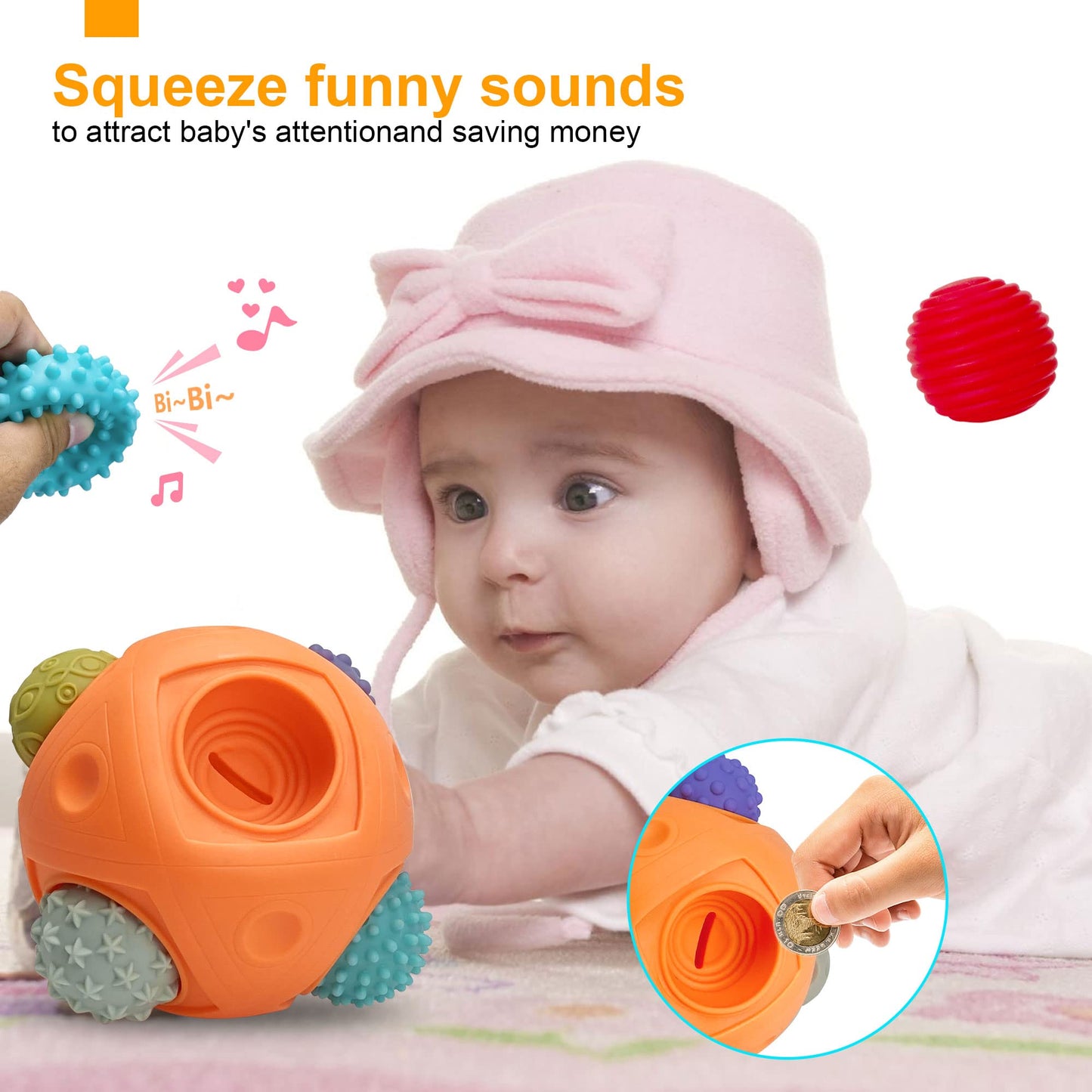 ROHSCE Sensory Balls for Toddlers – Montessori, BPA Free Teething Bath Toys