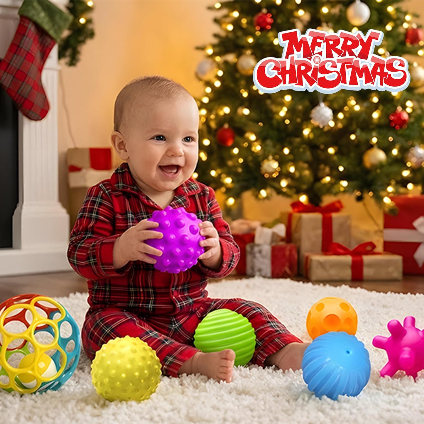 ROHSCE Sensory Balls for Toddlers 1-3 | Squeeze & Rattle Baby Toys, Teething Montessori Soft Balls