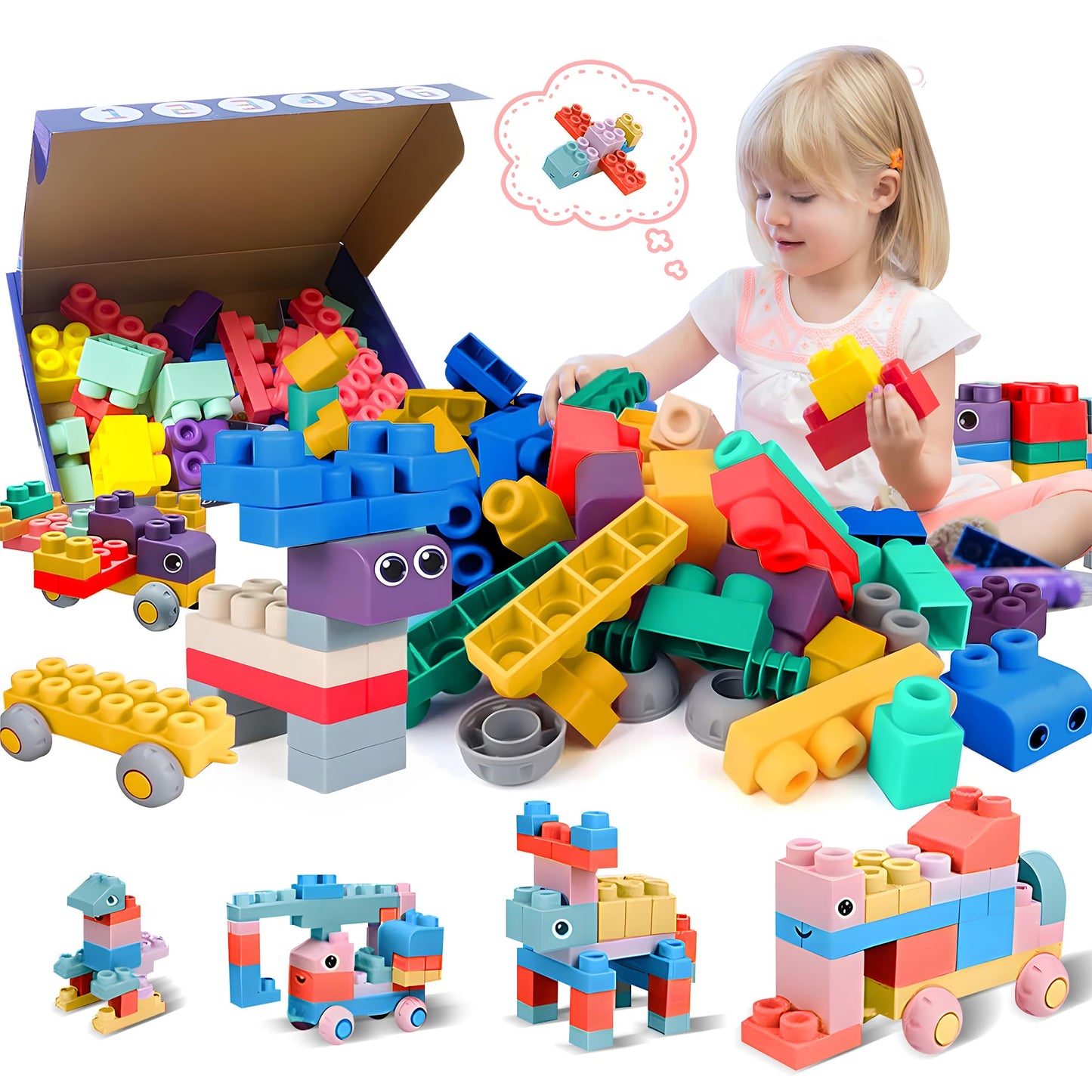 ROHSCE Soft Building Blocks for Toddlers – 40 PCS Large Teething Blocks