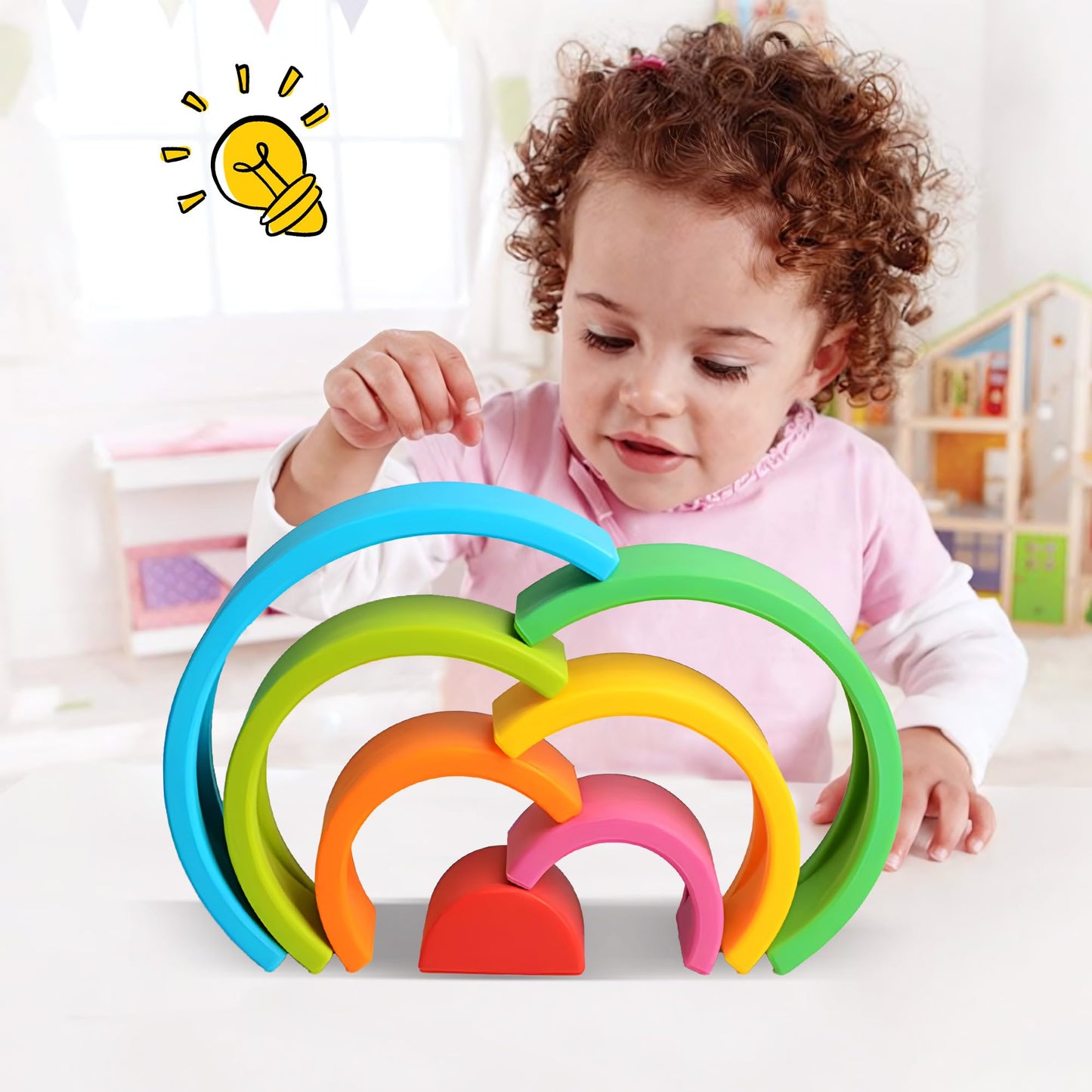 ROHSCE Silicone Stacking Toys for Babies – Soft Rainbow Nesting Blocks | Montessori Sensory Toy