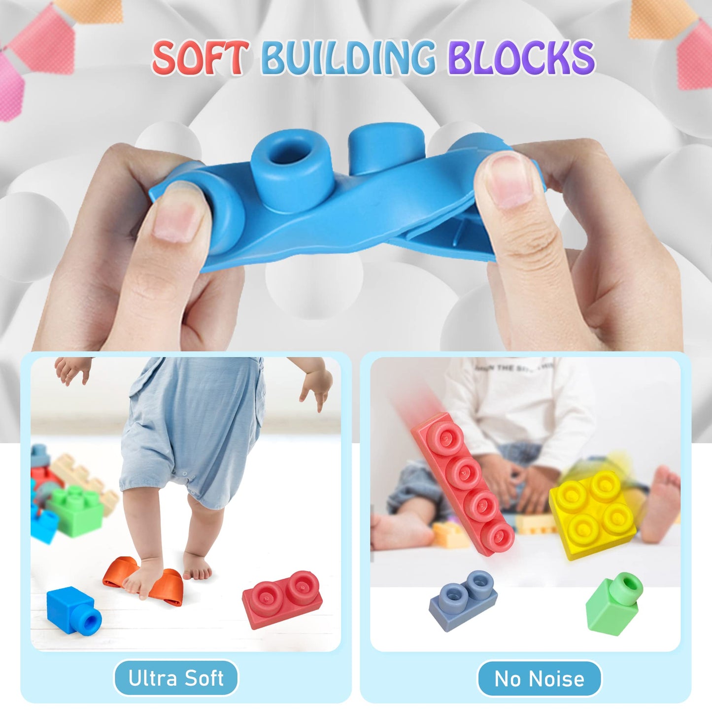 ROHSCE Soft Building Blocks for Toddlers – 40 PCS Large Teething Blocks