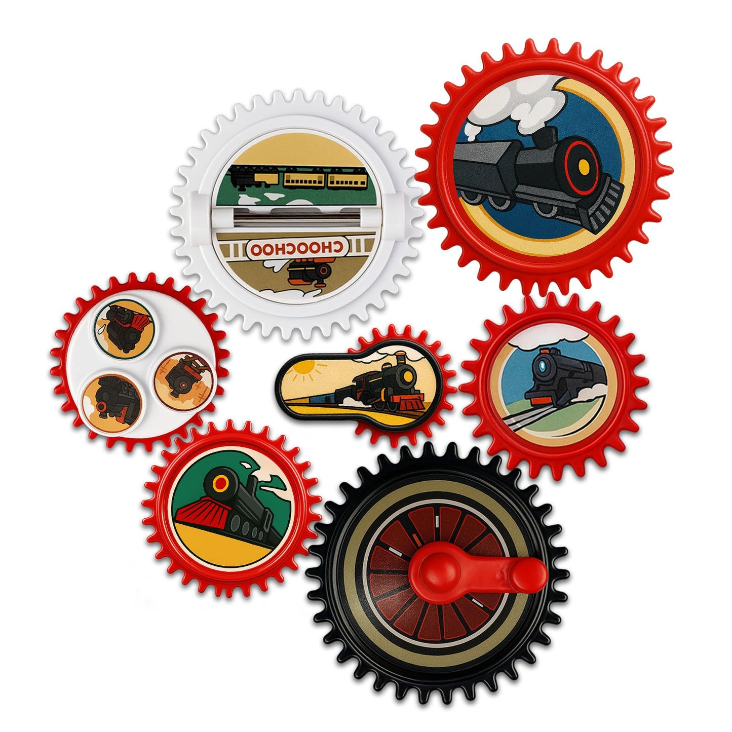 ROHSCE 7PCS Magnetic Gear Toy Set – Train-Themed STEM Toys for Toddlers