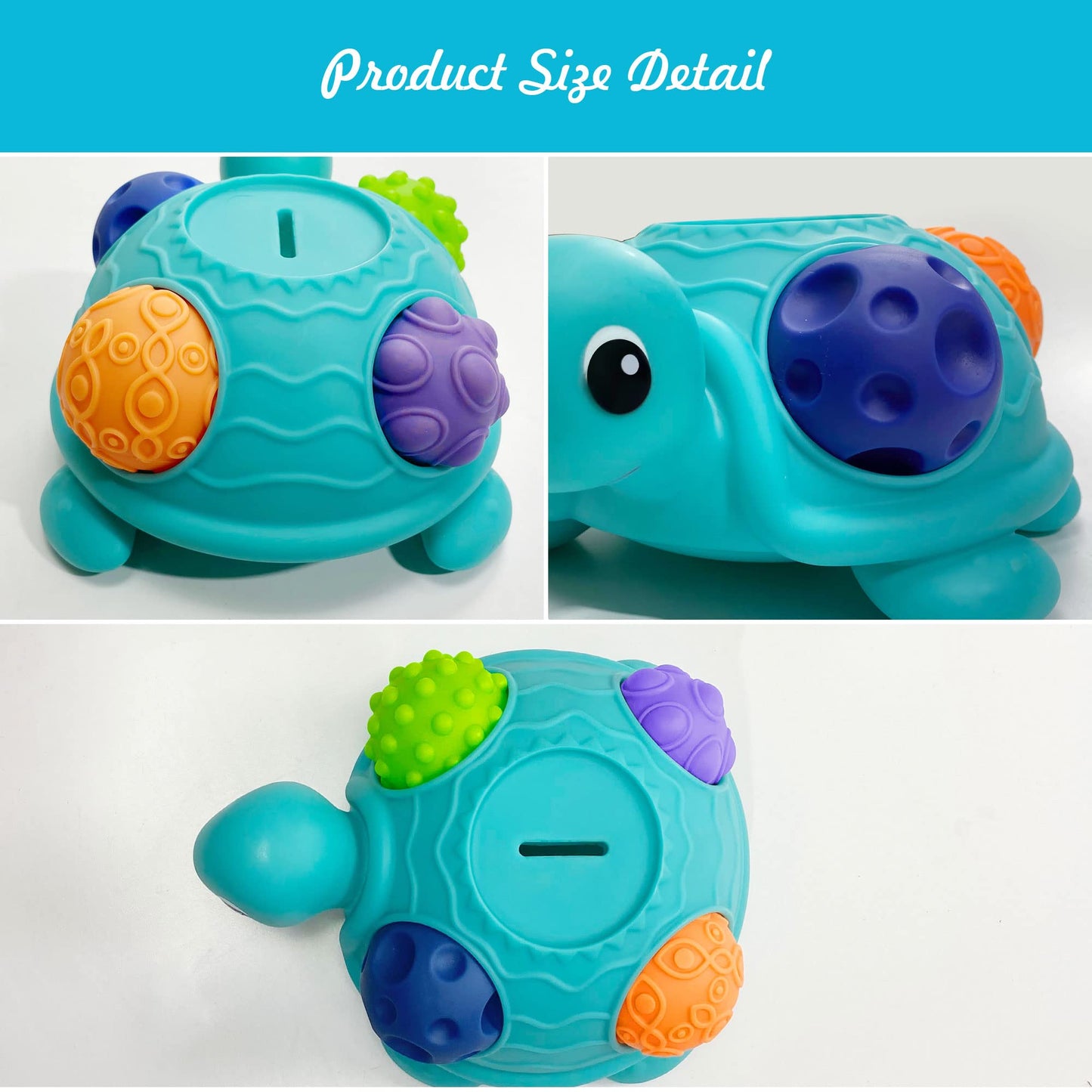 ROHSCE Sensory Balls for Babies 6-12 Months – Montessori Textured Balls with Turtle Bath Toy