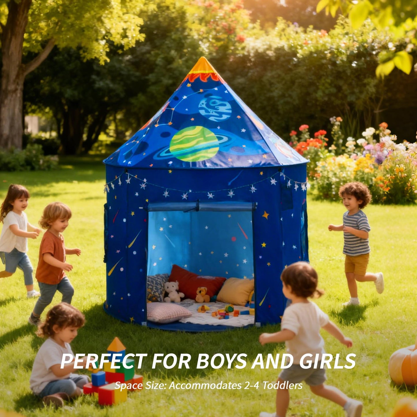 ROIWUIE Rocket Space Ship Play Tent – Pop-Up Astronaut Play House for Indoor & Outdoor