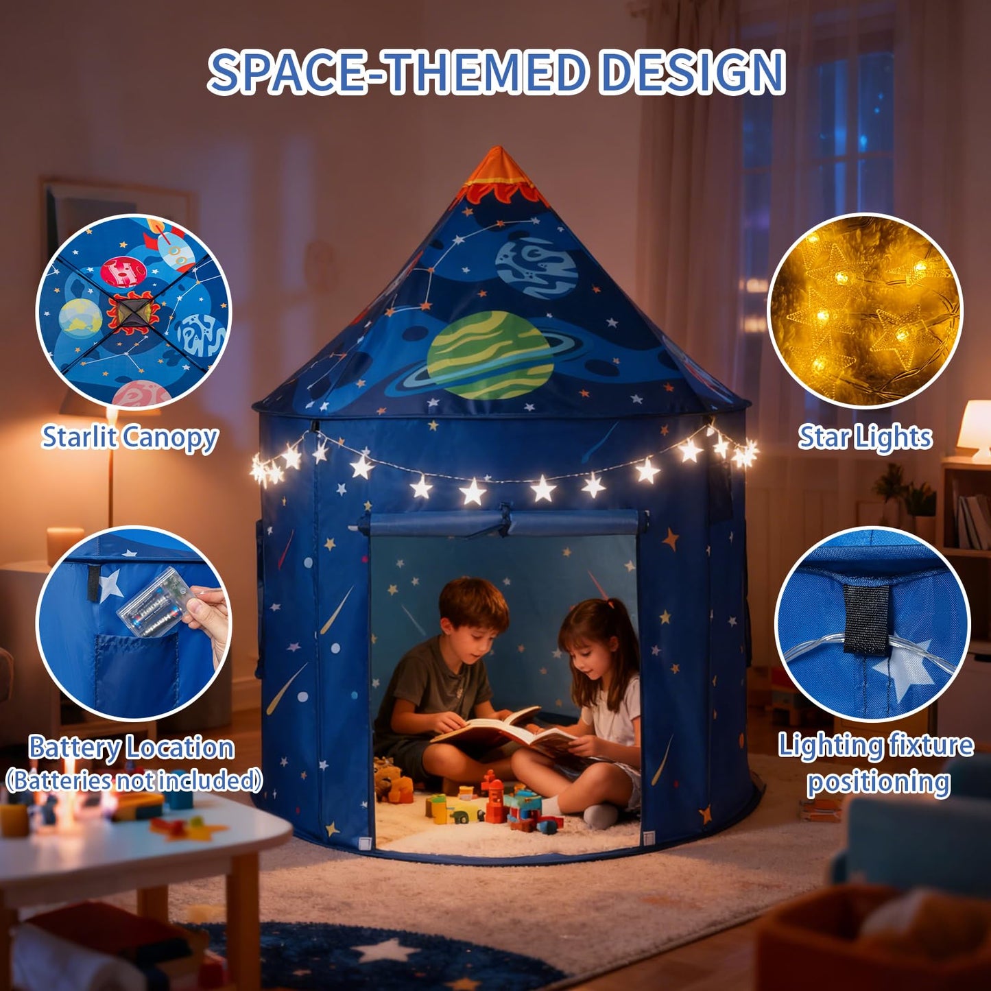 ROIWUIE Rocket Space Ship Play Tent – Pop-Up Astronaut Play House for Indoor & Outdoor