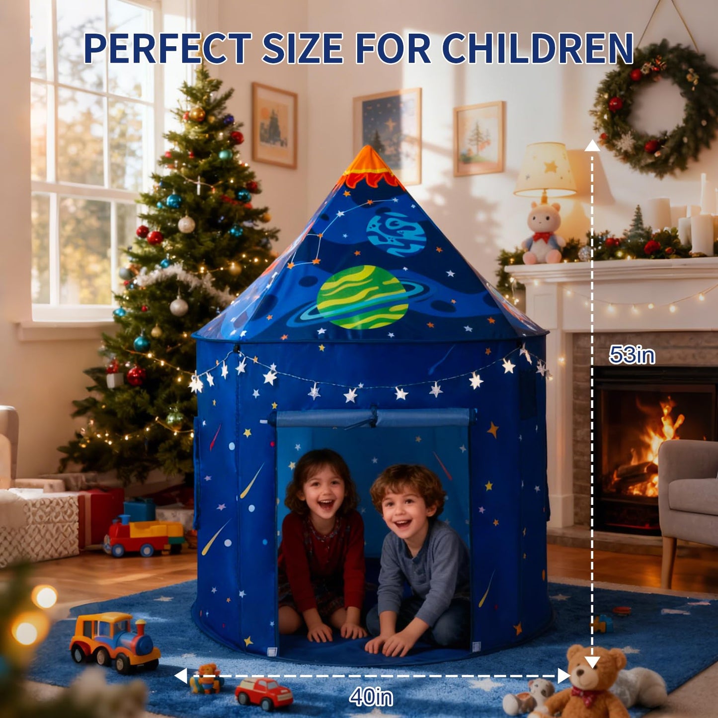 ROIWUIE Rocket Space Ship Play Tent – Pop-Up Astronaut Play House for Indoor & Outdoor