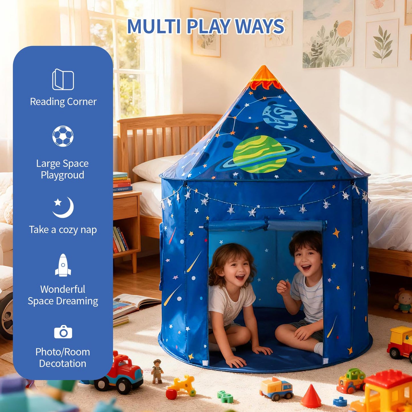 ROIWUIE Rocket Space Ship Play Tent – Pop-Up Astronaut Play House for Indoor & Outdoor