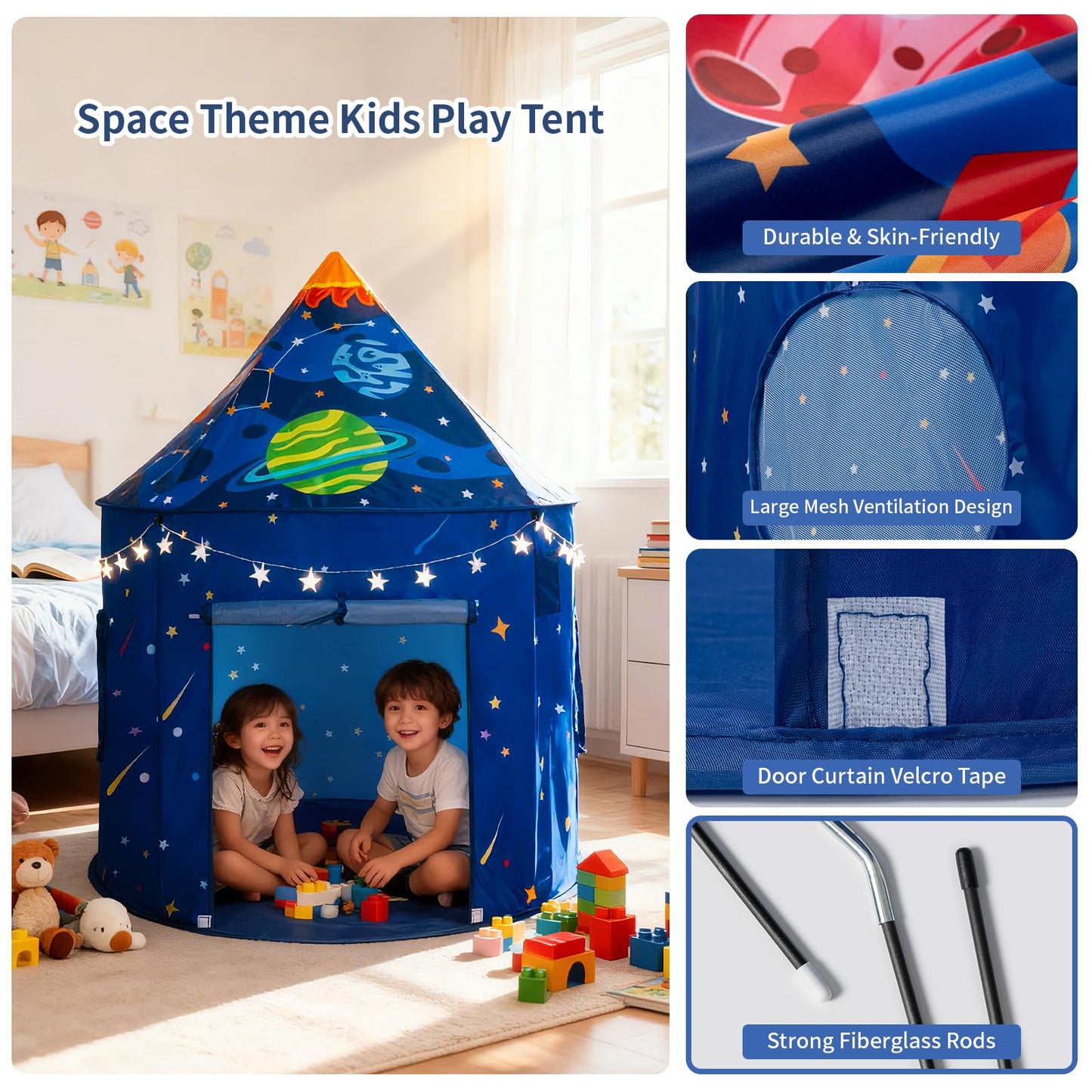 ROIWUIE Rocket Space Ship Play Tent – Pop-Up Astronaut Play House for Indoor & Outdoor