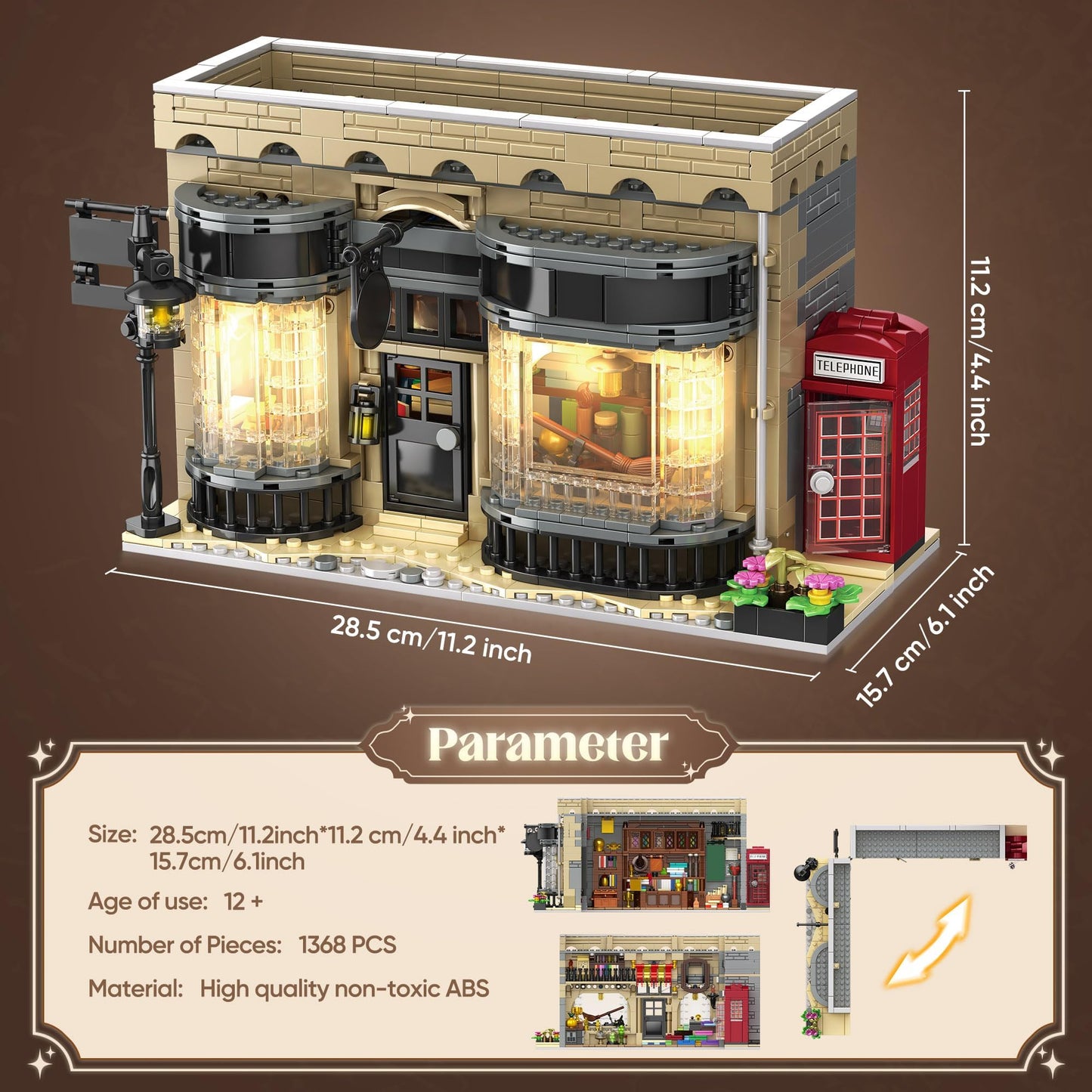 ROKAFU Magic Shop Building Set – 1368 Pieces, 2-in-1 Playset, Wizard Shop Gift (Ages 12+)