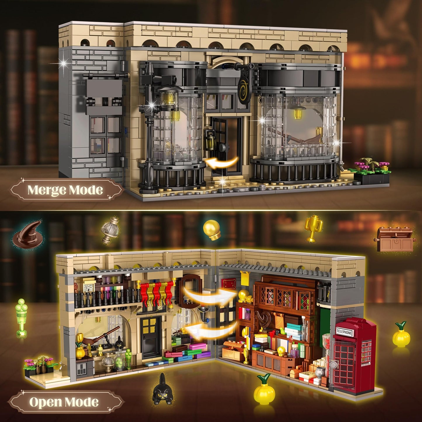 ROKAFU Magic Shop Building Set – 1368 Pieces, 2-in-1 Playset, Wizard Shop Gift (Ages 12+)
