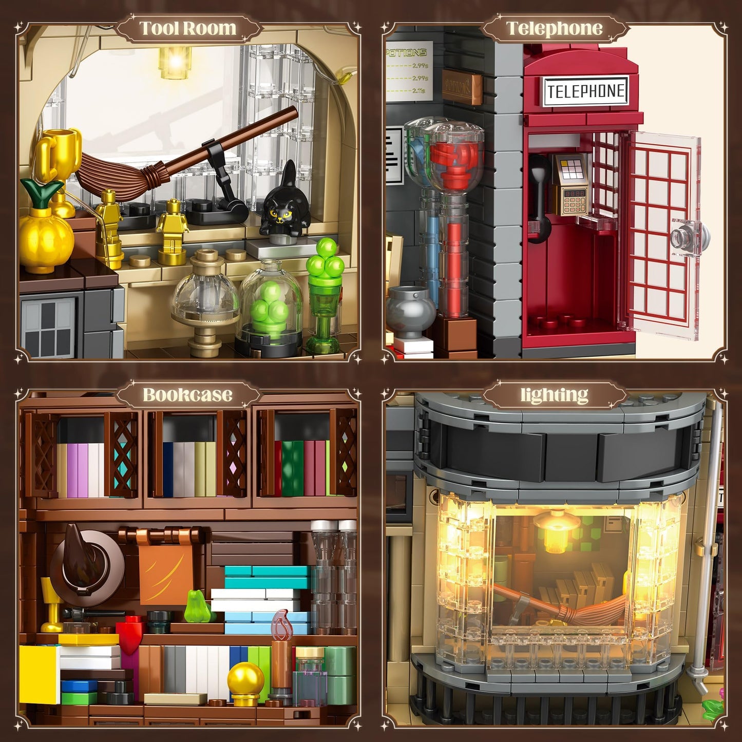 ROKAFU Magic Shop Building Set – 1368 Pieces, 2-in-1 Playset, Wizard Shop Gift (Ages 12+)
