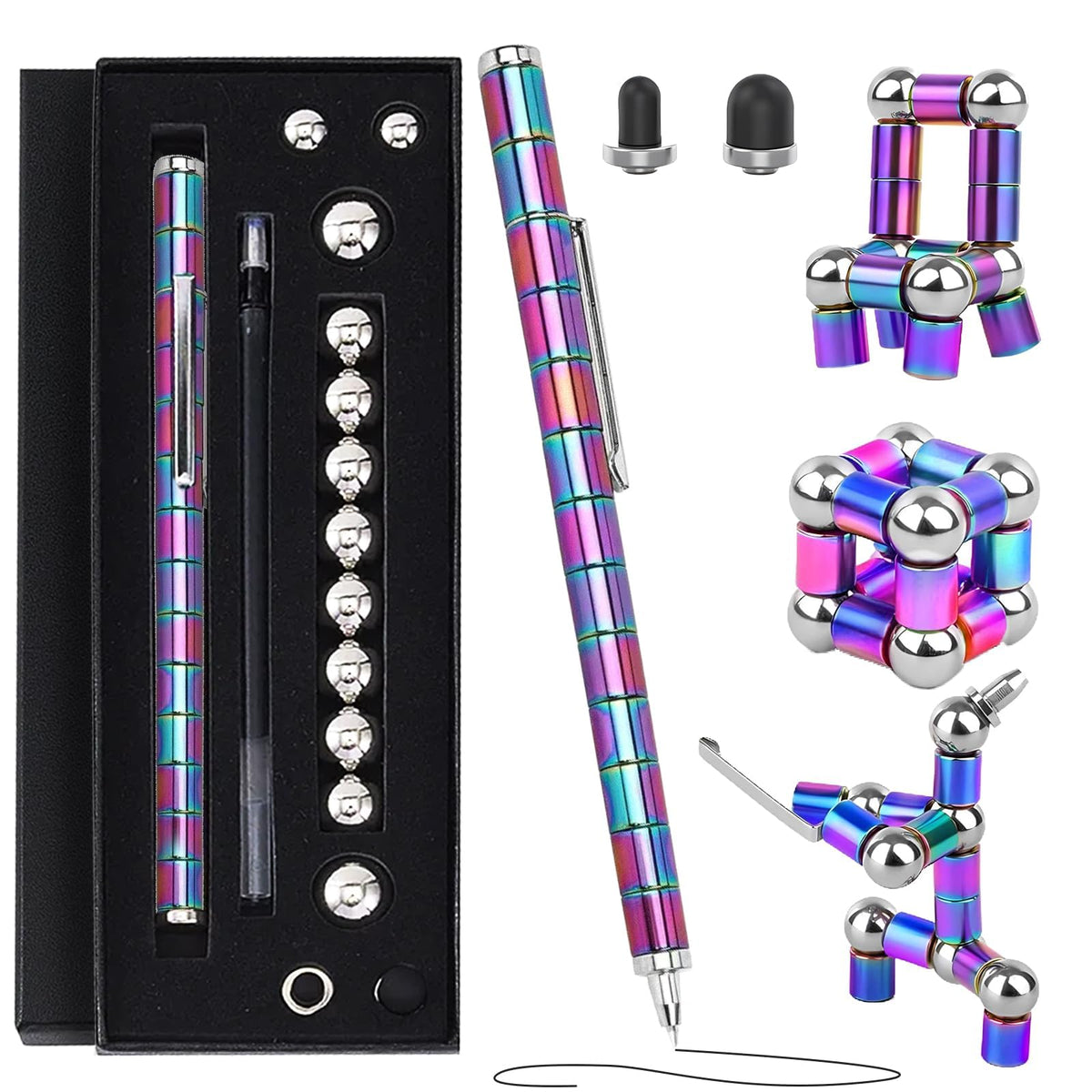 Rokile Magnetic Fidget Pen – 13-Tube Toy Pen for Focus, Creativity & Writing