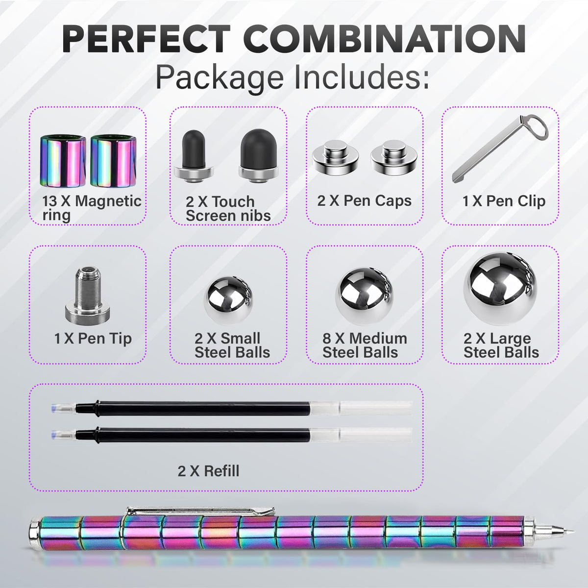 Rokile Magnetic Fidget Pen – 13-Tube Toy Pen for Focus, Creativity & Writing