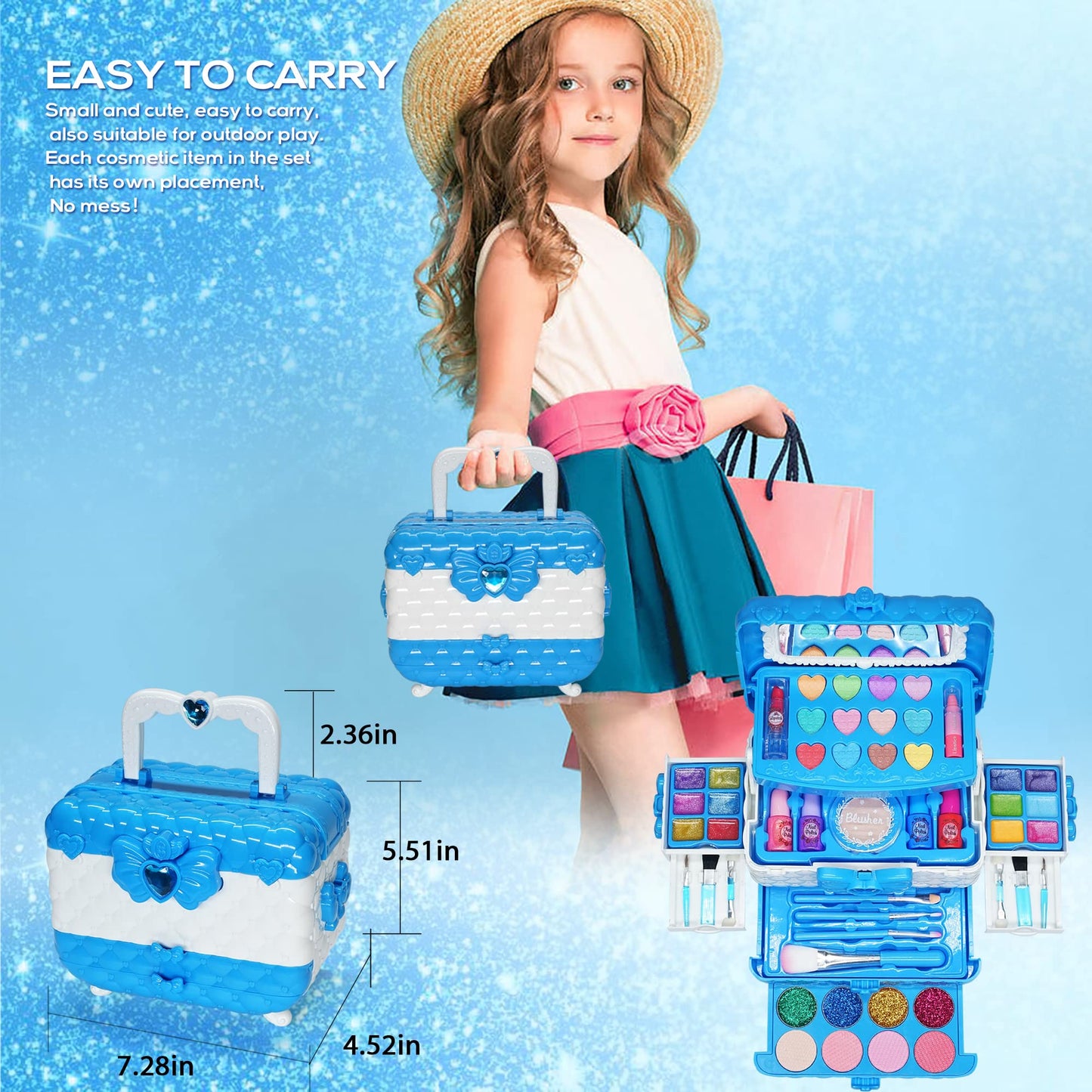 ROKKES Kids Makeup Sets for Girls 5-8 | 57-Piece Play Makeup Kit