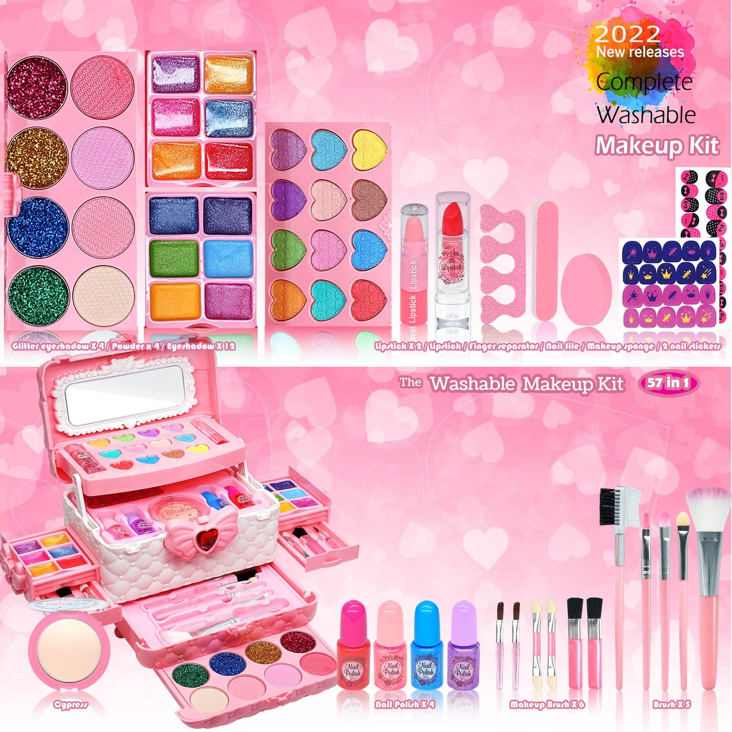 ROKKES Kids Makeup Set for Girls – Safe Dress-Up Kit for Ages 3-12