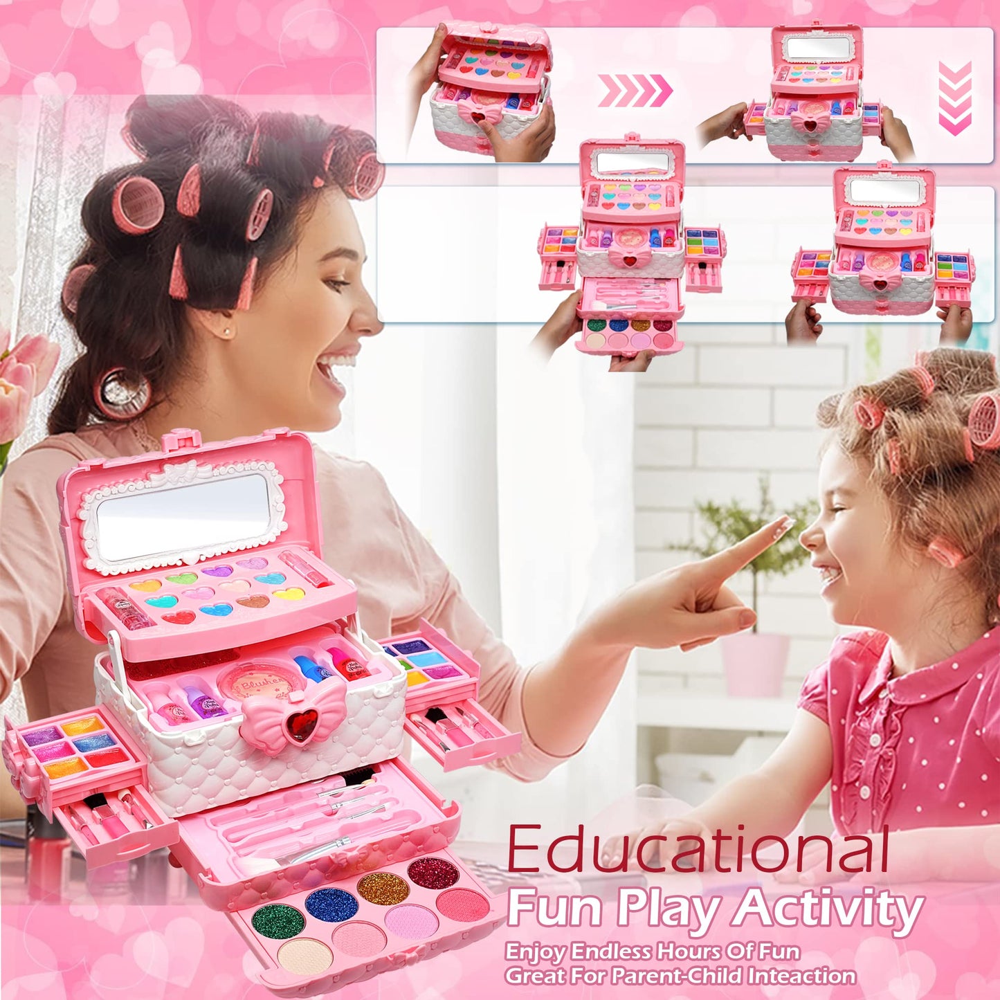 ROKKES Kids Makeup Set for Girls – Safe Dress-Up Kit for Ages 3-12