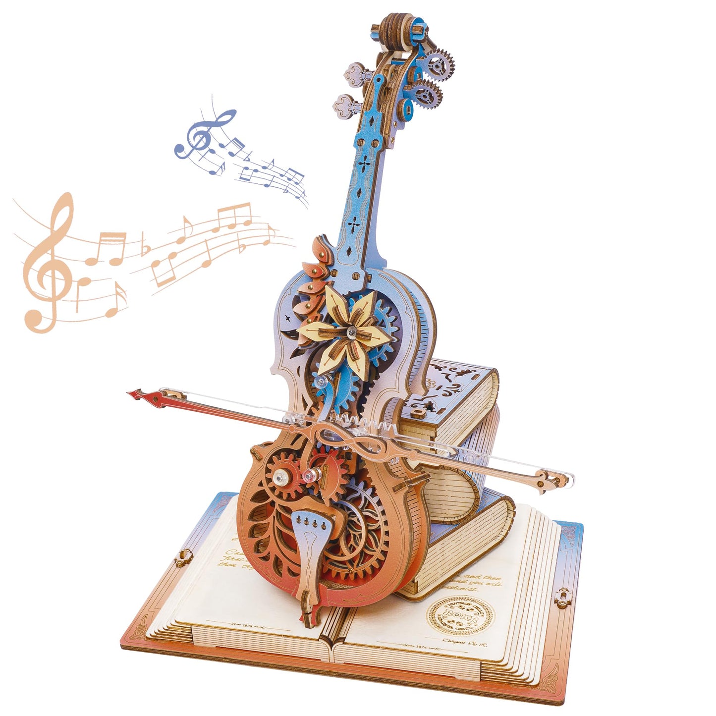 ROKR 3D Puzzles for Adults – Wooden Cello Music Box Model Kit | DIY Building Sets