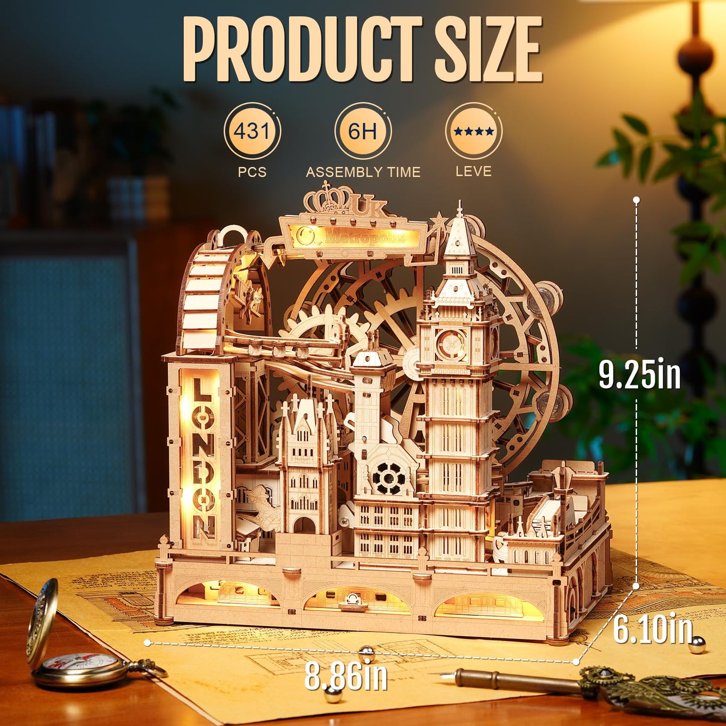 ROKR 3D Wooden Puzzle for Adults | Marble Travel London – 431-Piece