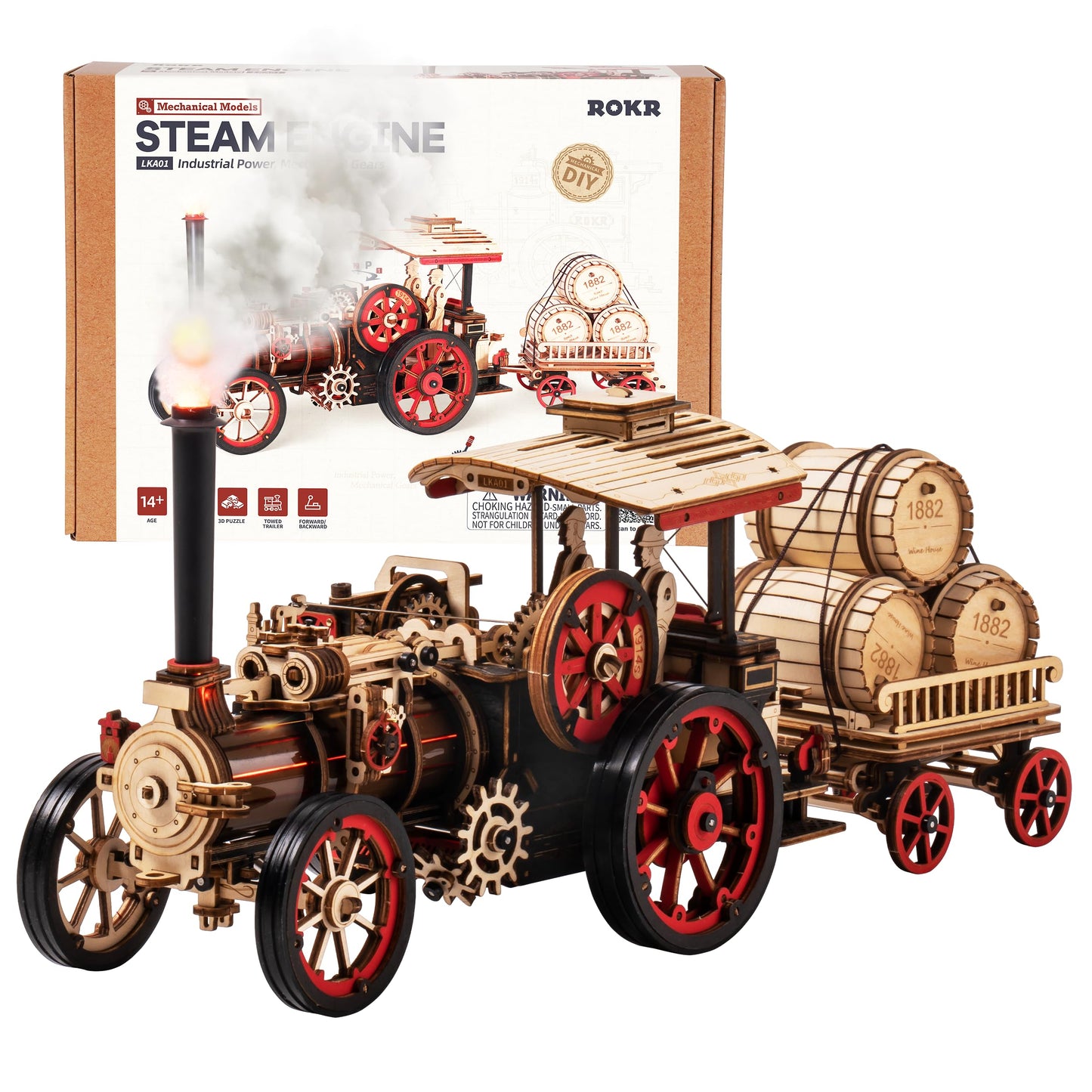 ROKR 3D Puzzle for Adults – 469-Piece Vintage Steam Engine Car Kit with Electric Motor