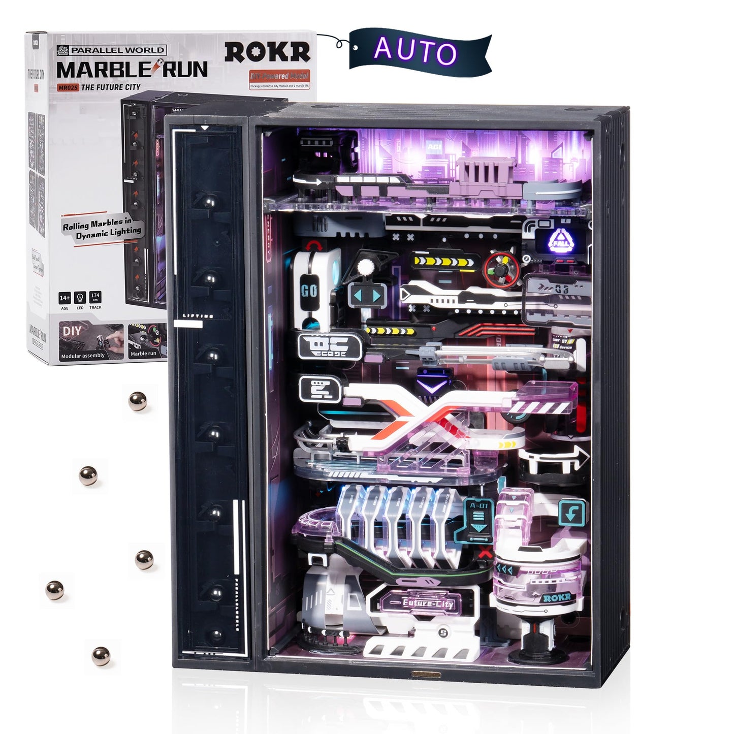 ROKR 3D Marble Run MR02S – 140-Piece STEM Building Kit for Adults