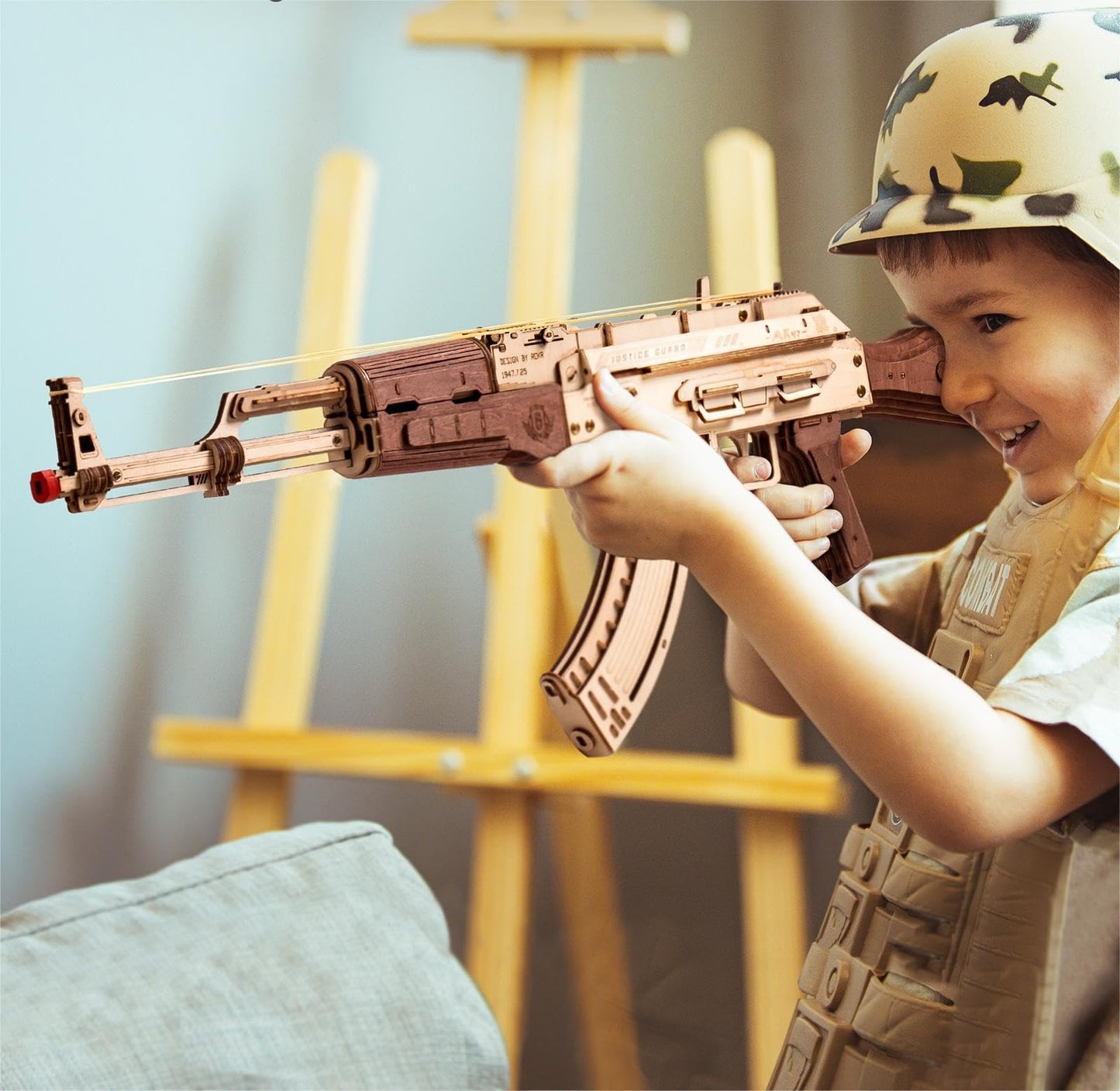 ROKR 3D AK47 Wooden Puzzle Model – Dual Shooting Modes DIY Kit