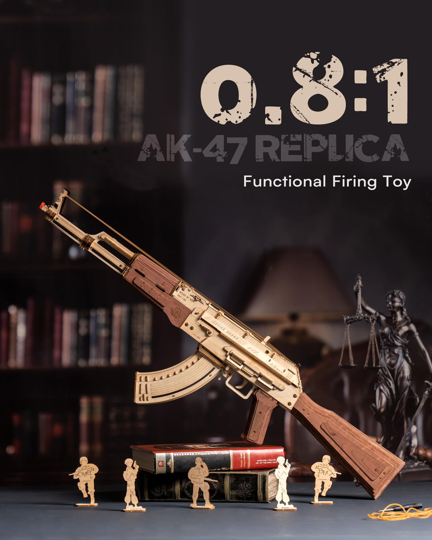 ROKR 3D AK47 Wooden Puzzle Model – Dual Shooting Modes DIY Kit