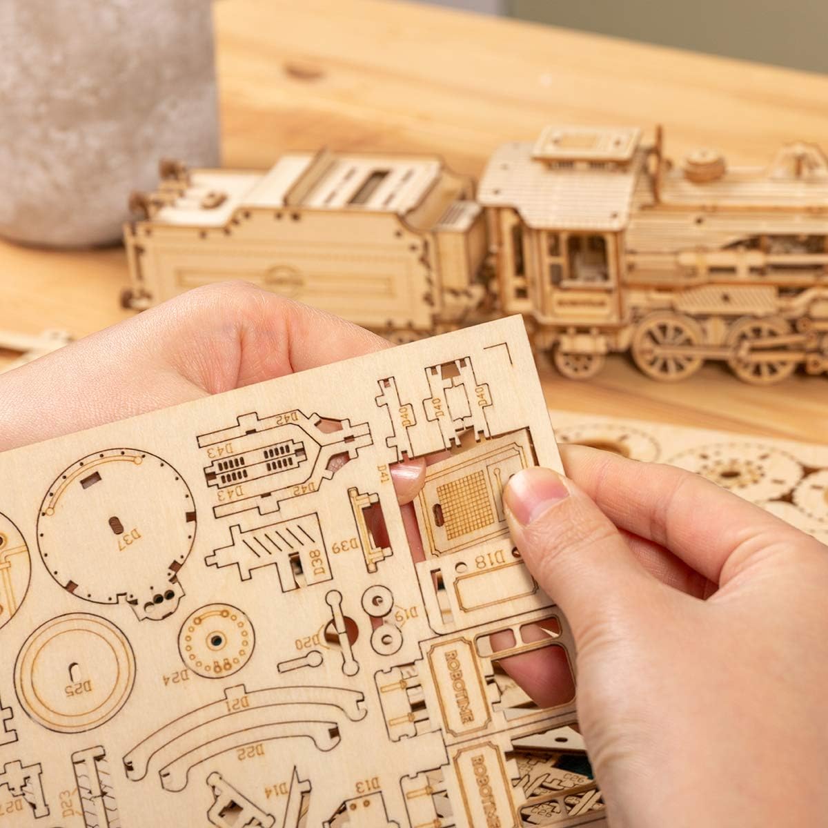 ROKR 3D Wooden Puzzle for Adults – Mechanical Car Model Kit | DIY Desk Decor Gift