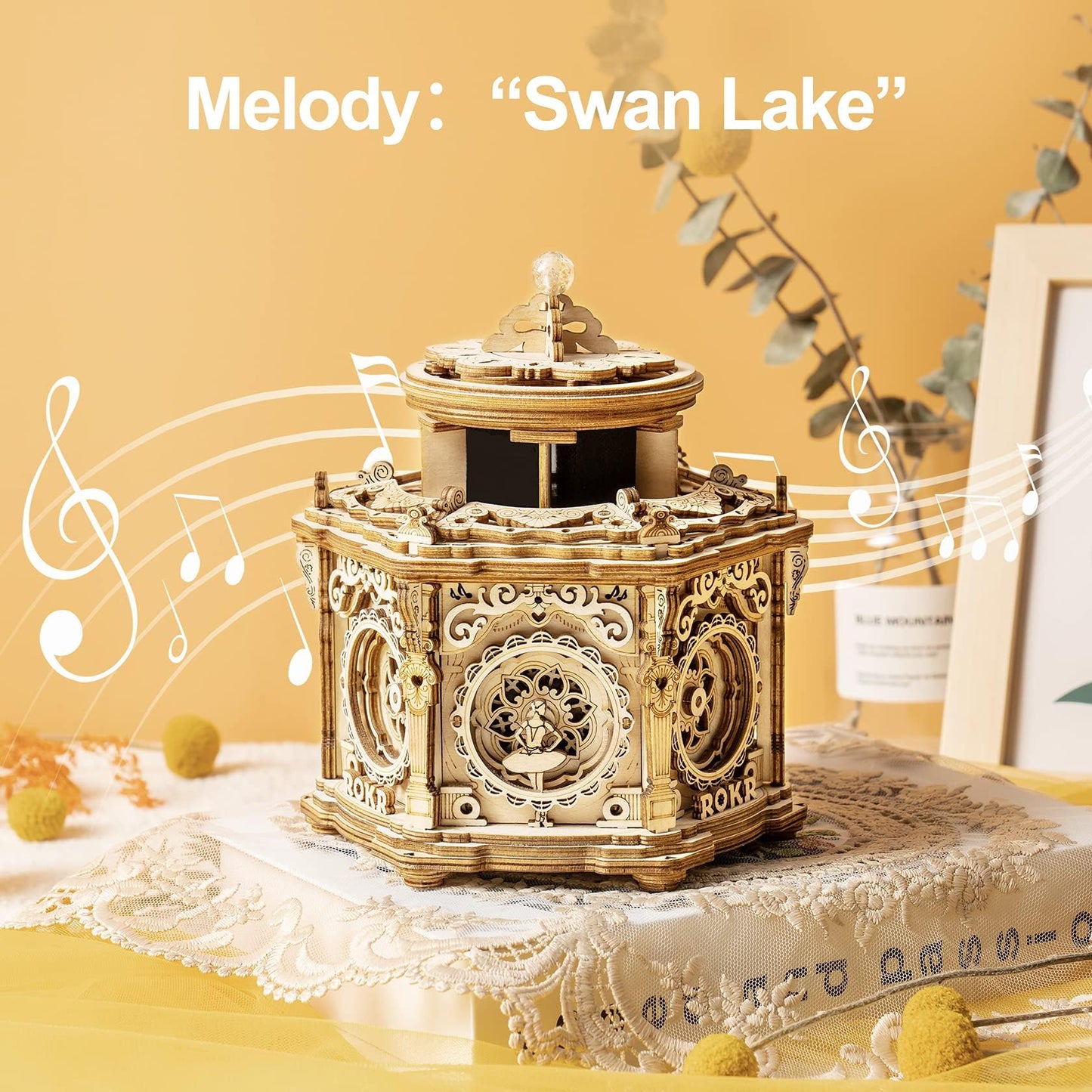ROKR 3D Wooden Puzzles Music Box (Secret Garden) - Vintage Hexagon Jewelry Box & Gift Kit