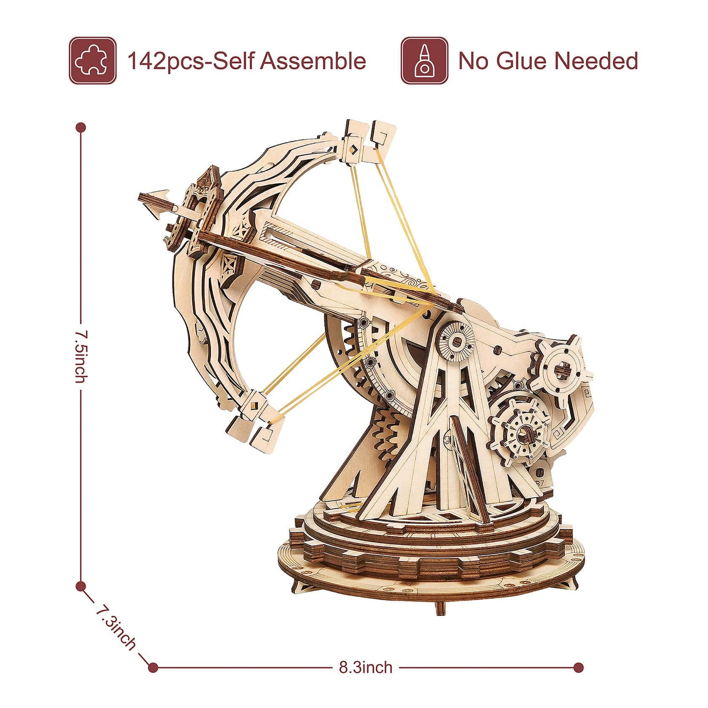 ROKR 3D Wooden Ballista Launcher Kit for Adults – DIY STEM Puzzle & Model