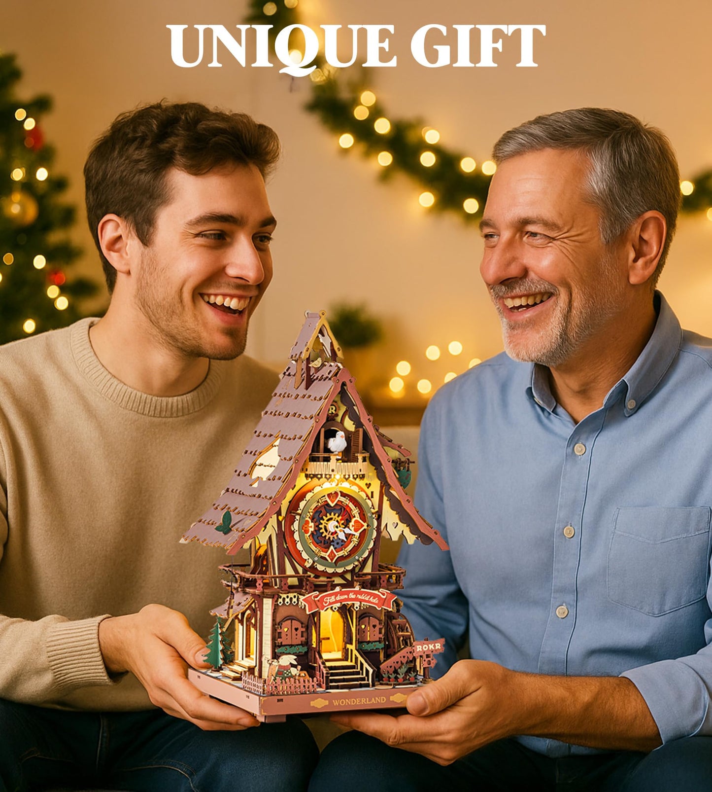 ROKR Cuckoo Clock: Mechanical 3D Wooden Puzzle Kit for Adults | DIY Clock Model & Home Decor