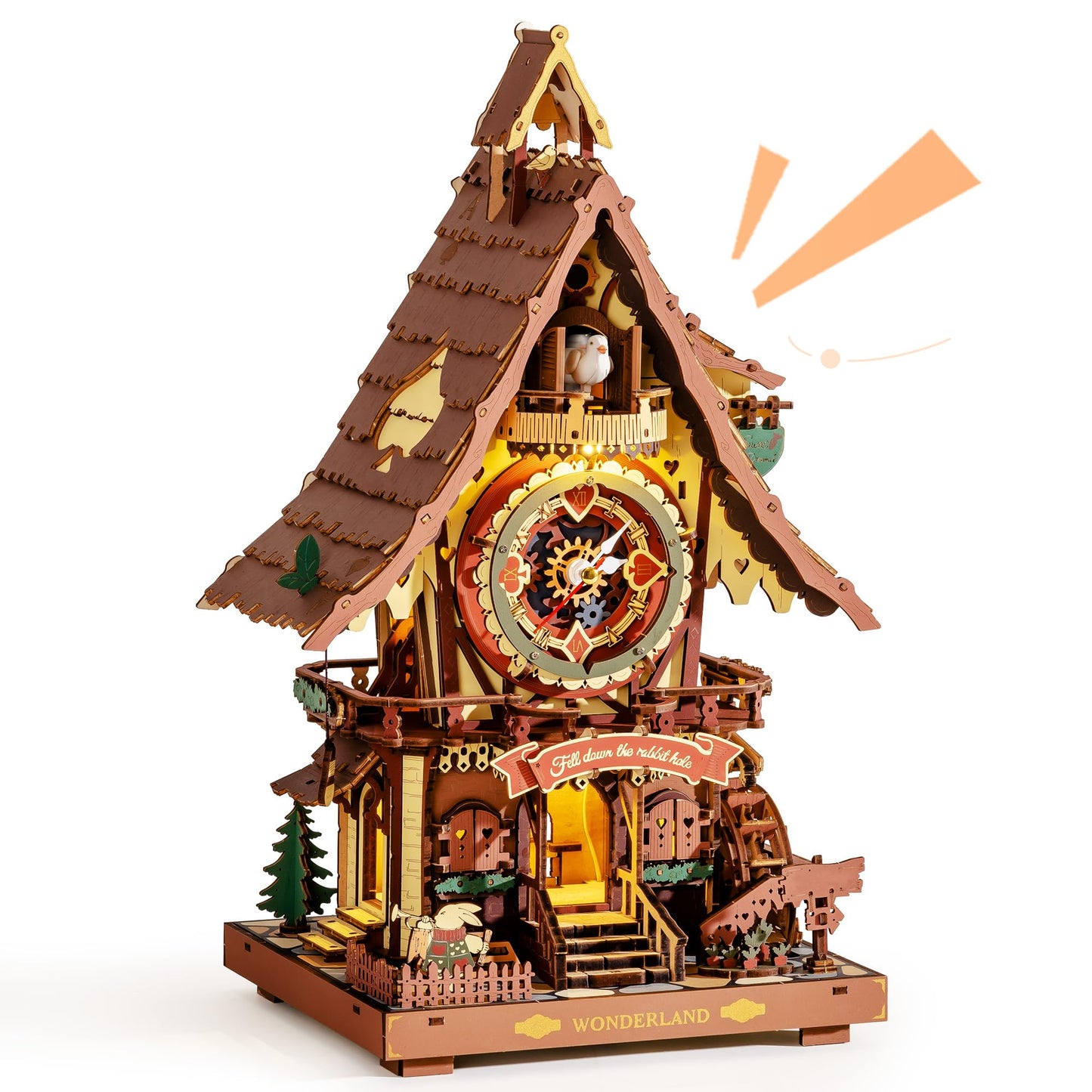 ROKR Cuckoo Clock: Mechanical 3D Wooden Puzzle Kit for Adults | DIY Clock Model & Home Decor