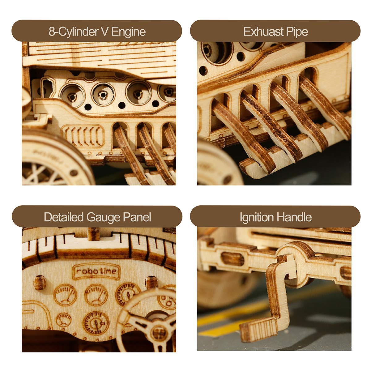 ROKR 3D Wooden Puzzle for Adults – Grand Prix Car Model Kit 1:16 (MC401) No Glue