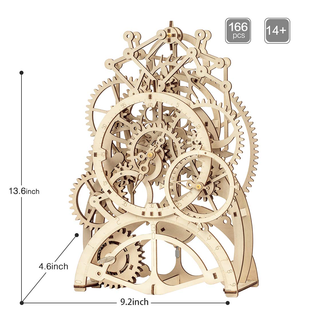 ROKR 3D Wooden Mechanical Pendulum Clock Puzzle – Laser-Cut Gears Toy, Family Craft Kit