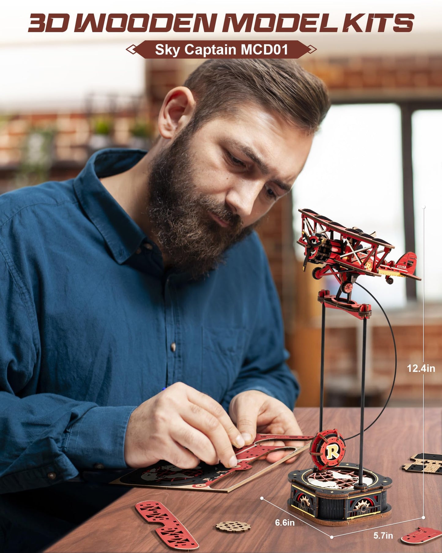 ROKR 3D Wooden Puzzle – Gravity Swing Model Kit for Adults (163-Piece)