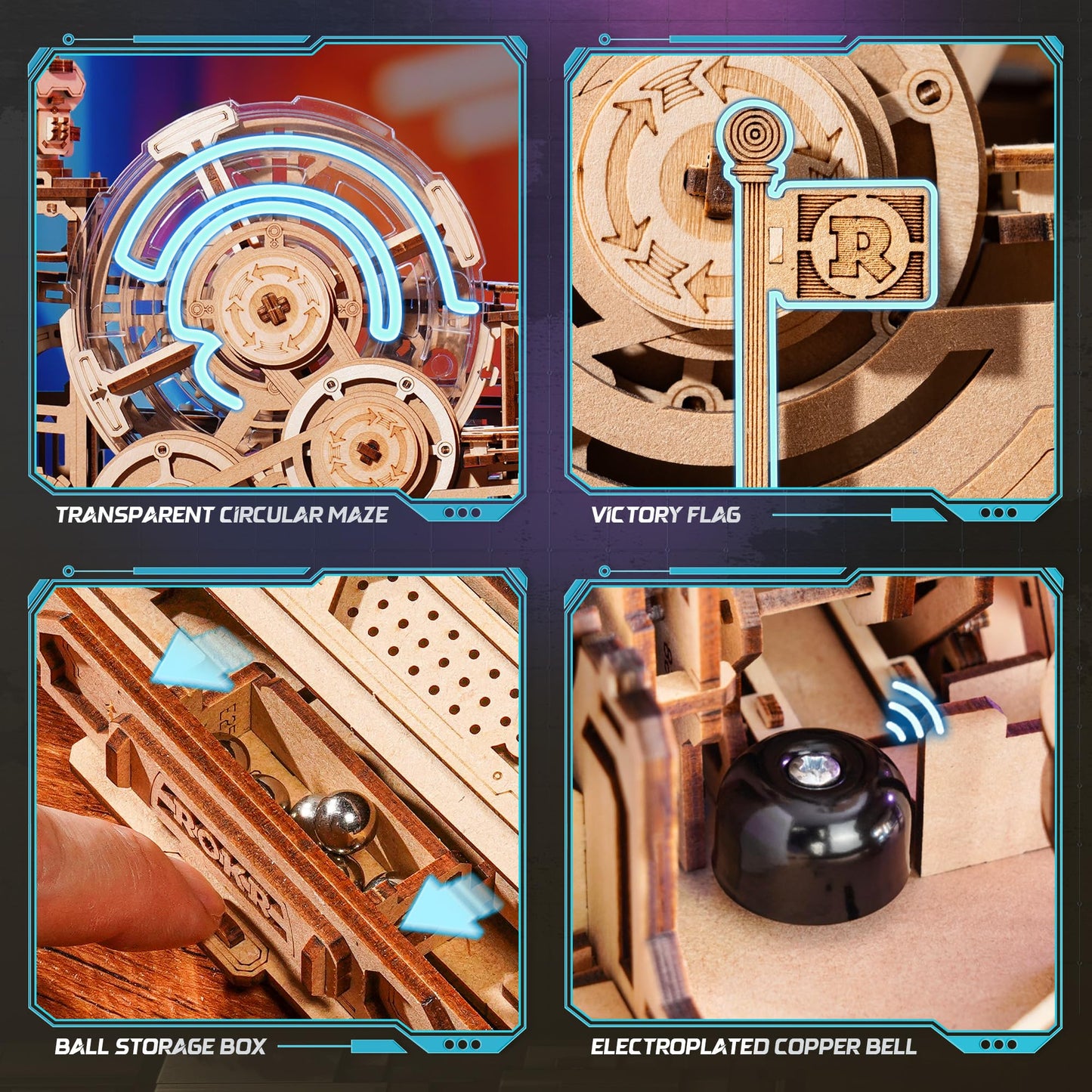 ROKR 3D Marble Run Puzzle – Gear Ball Challenge Pinball Model Kit (EGC01)