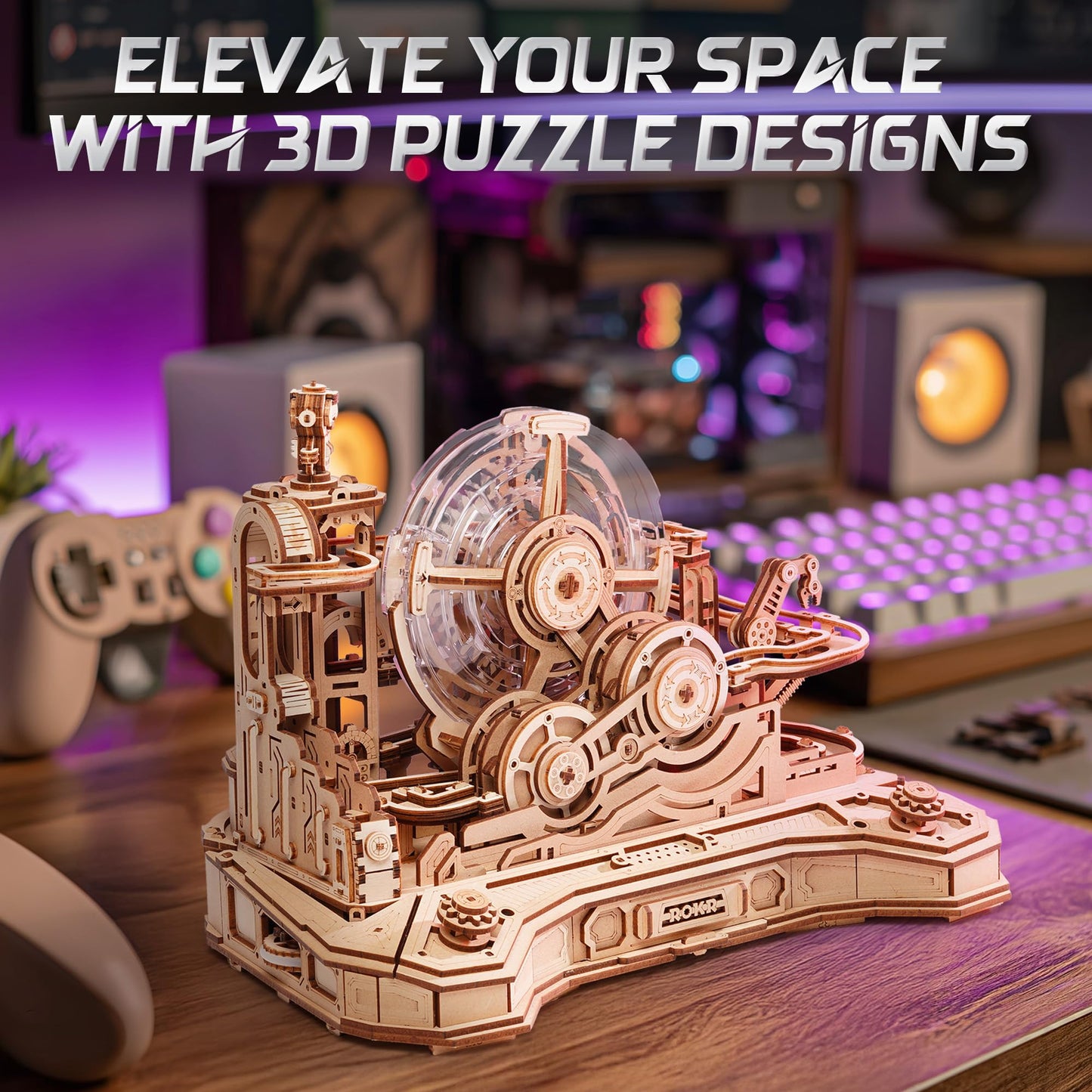 ROKR 3D Marble Run Puzzle – Gear Ball Challenge Pinball Model Kit (EGC01)