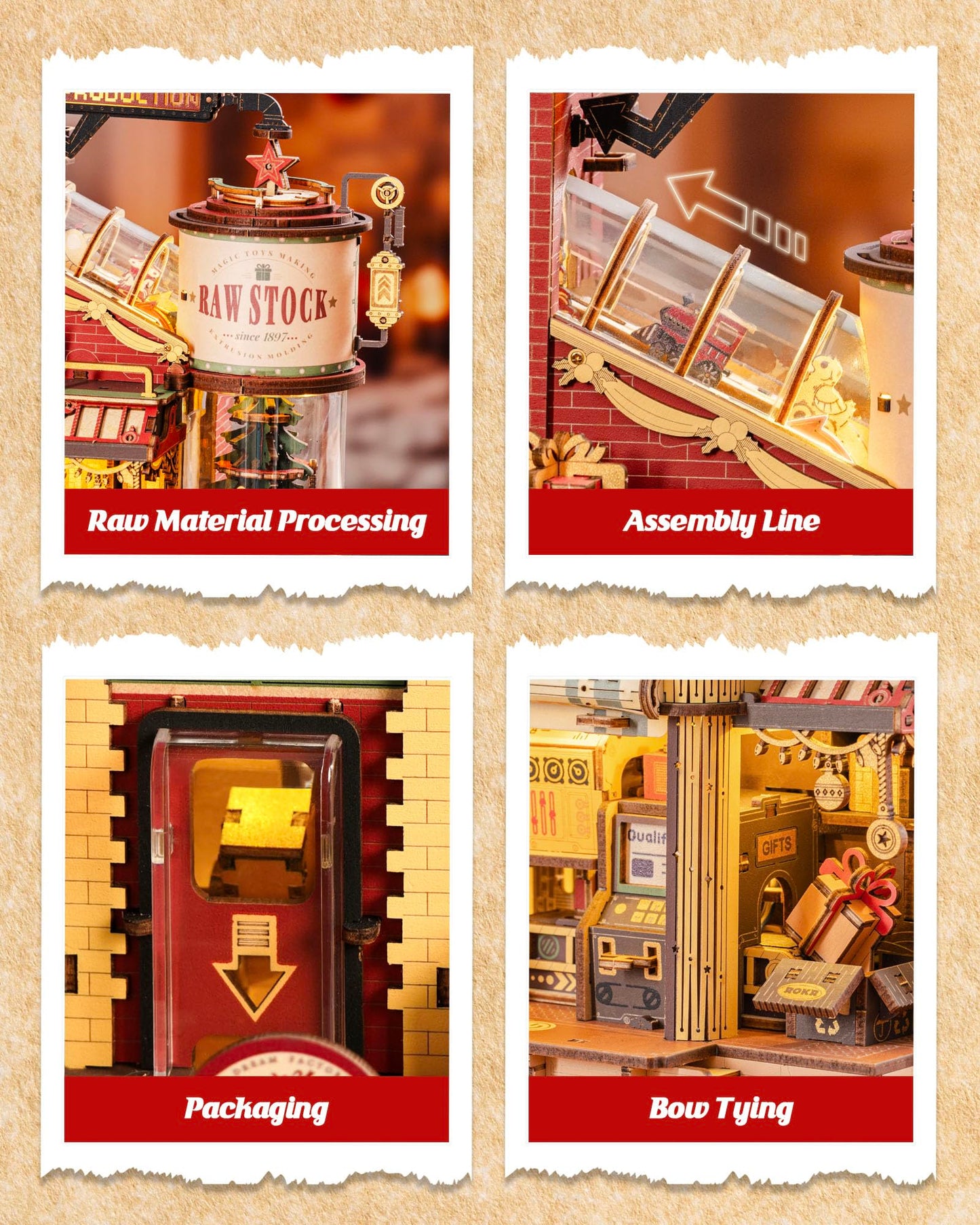 ROKR Gift Factory 3D Puzzle for Adults – 449-Piece Mechanical Wood Kit with Music & Lights