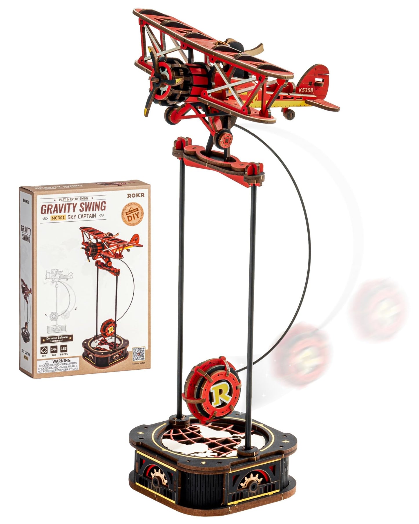ROKR 3D Wooden Puzzle – Gravity Swing Model Kit for Adults (163-Piece)