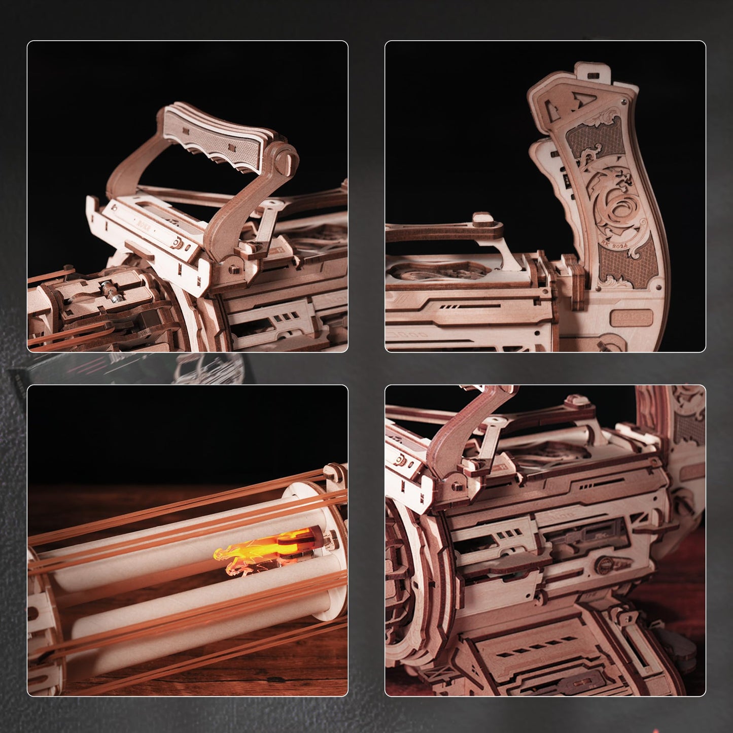 ROKR Gun 3D Puzzle for Adults — Wooden Rotating-Barrel Model Kit with Dual Triggers