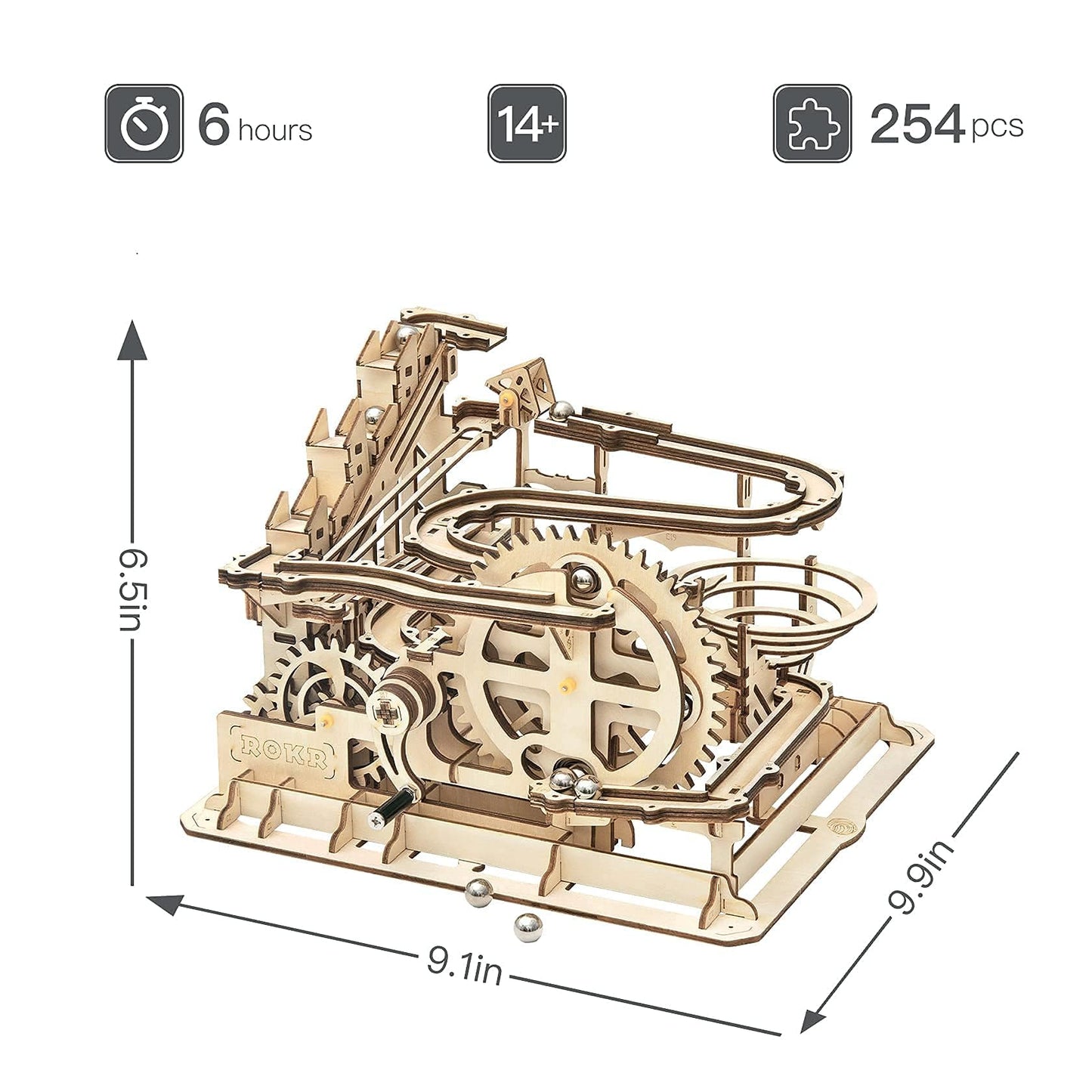 ROKR 3D Wooden Marble Run Set – Mechanical Puzzle Kit for Adults | DIY Roller Coaster Toy
