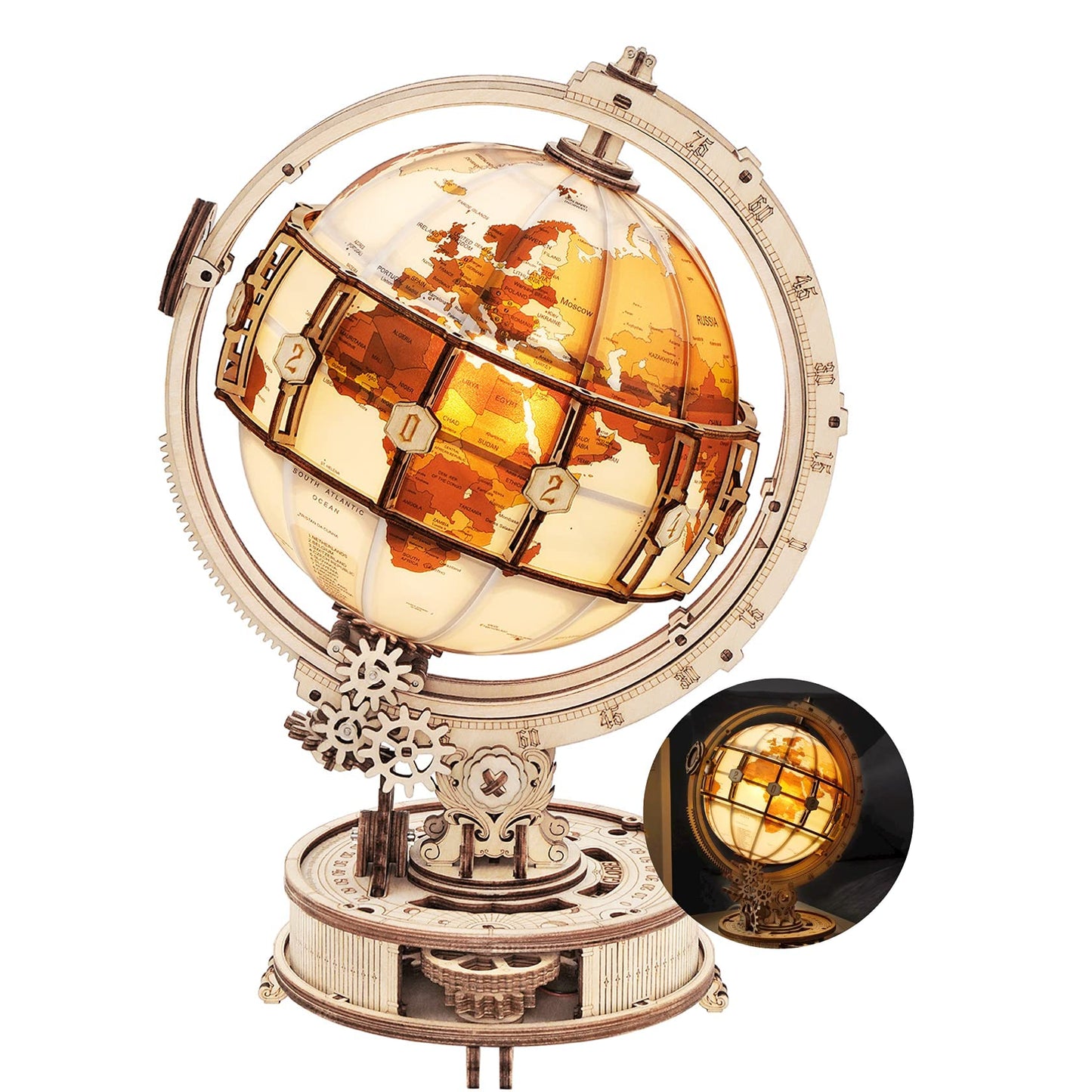 ROKR 3D Wooden Globe Puzzle with LED — 180 Pieces
