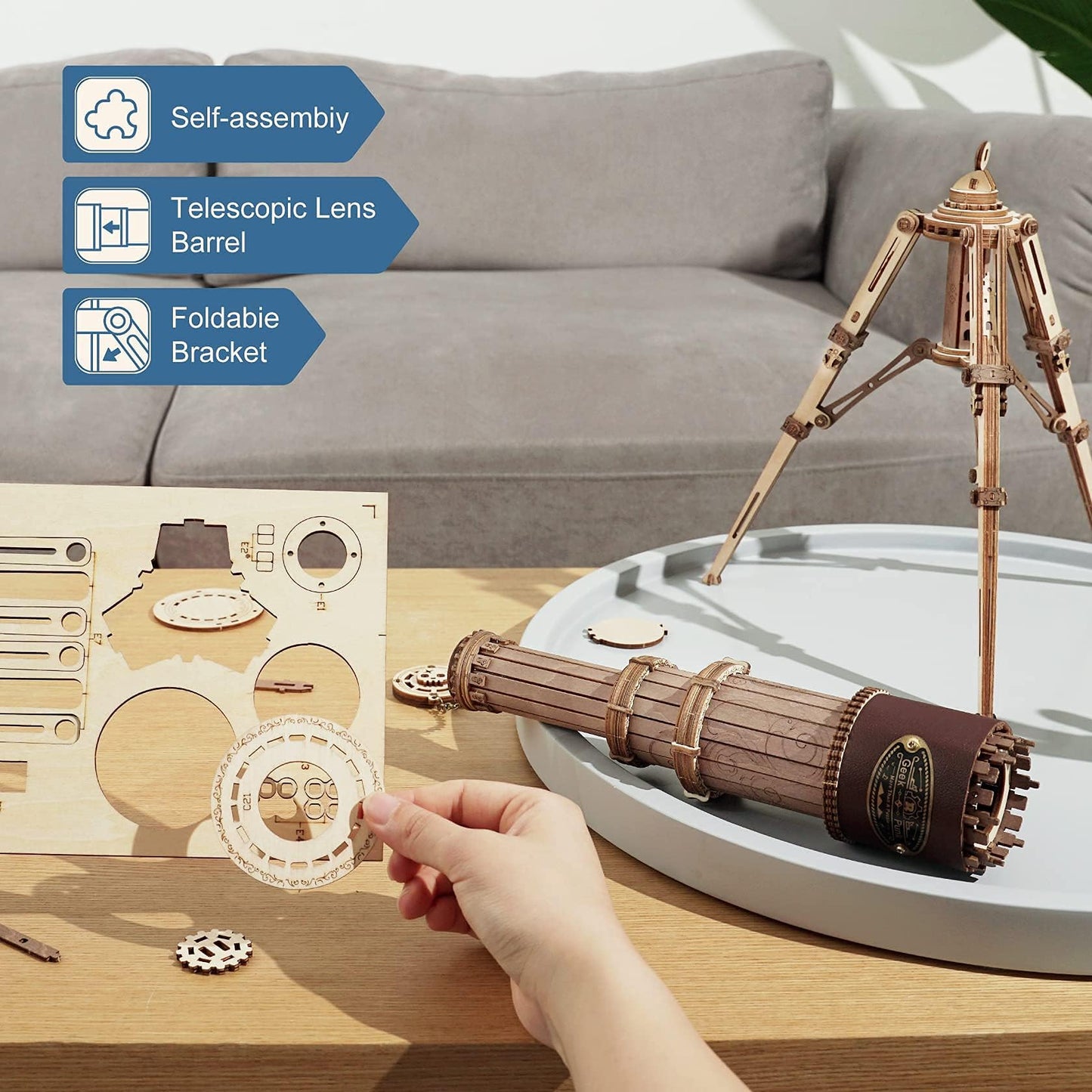 ROKR 3D Wooden Puzzles — DIY Model Kits for Adults With Monocular Telescope