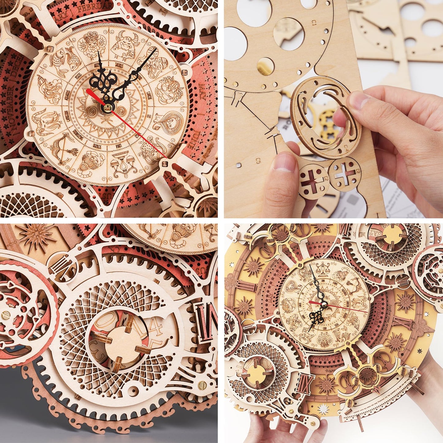 ROKR 3D Wooden Puzzles for Adults - Zodiac Wall Clock Kit & Steampunk Design