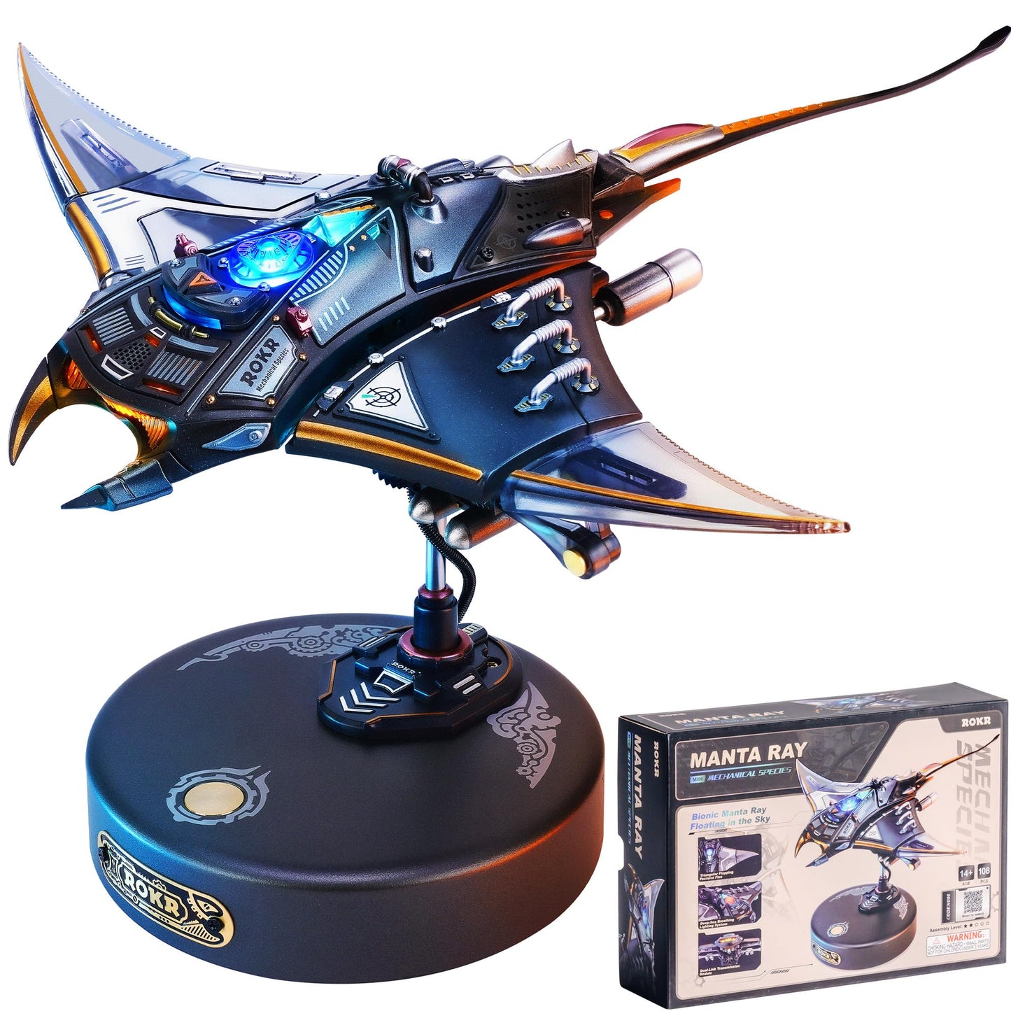 ROKR Mechanical Manta Ray 3D Metal Model Puzzle – STEM Kit & Desk Decor MI06