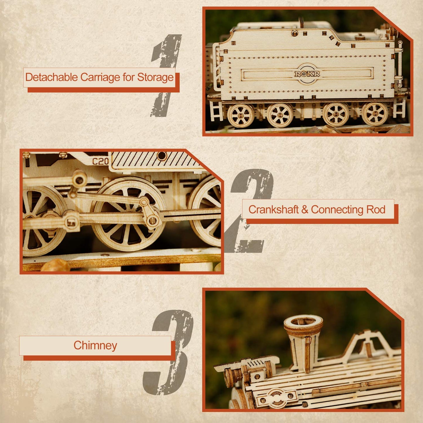 ROKR Model Car Kits – Wooden 3D Puzzles for Adults | Build, Learn, Desk Decor