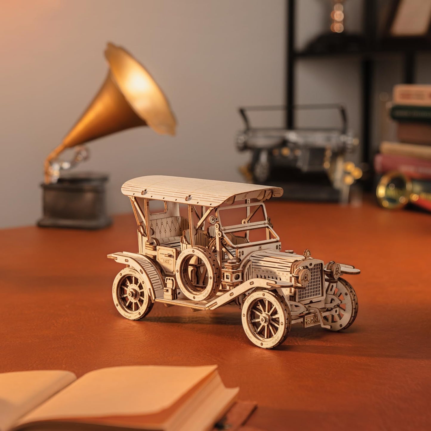 ROKR 3D Wooden Puzzle Car Kit – 1:15 Scale Vintage Model, Glue-Free Build, 289 Pcs