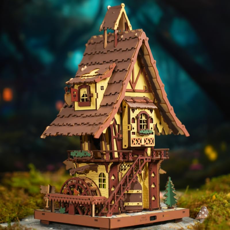 ROKR 3D Cuckoo Clock Puzzle Kit for Adults – No-Glue, LED Treehouse Decor
