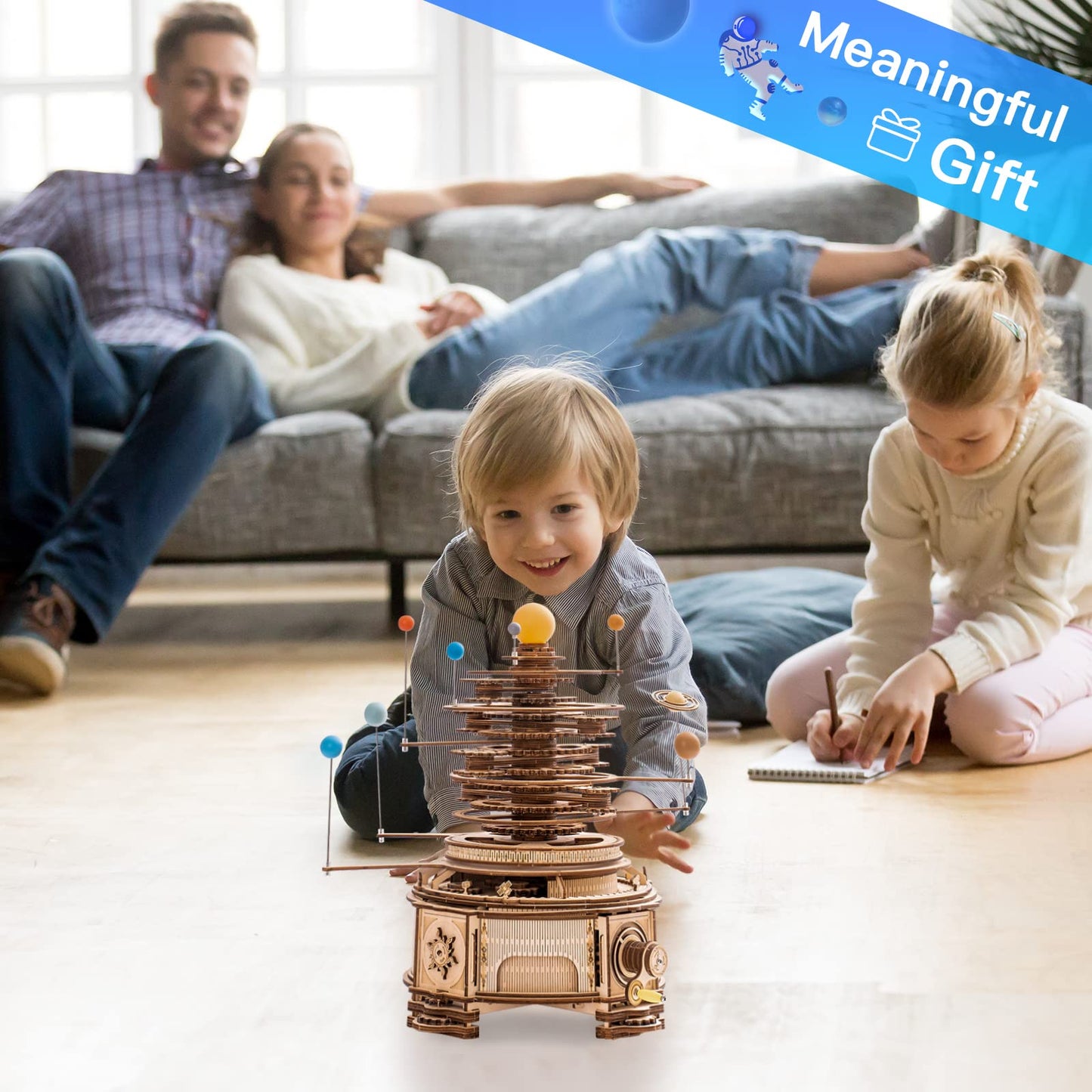 ROKR 3D Wooden Puzzles for Adults - Huge Orrery Model | Mechanical Solar System Puzzle Kit