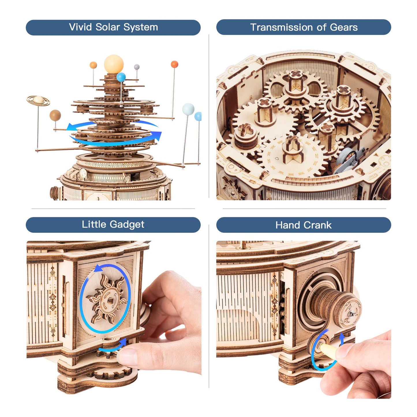 ROKR 3D Wooden Puzzles for Adults - Huge Orrery Model | Mechanical Solar System Puzzle Kit